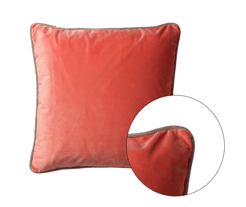 FINN - Kussenhoes 45x45 cm - velvet - effen kleur - met glitterbies - Coral - koraalroze