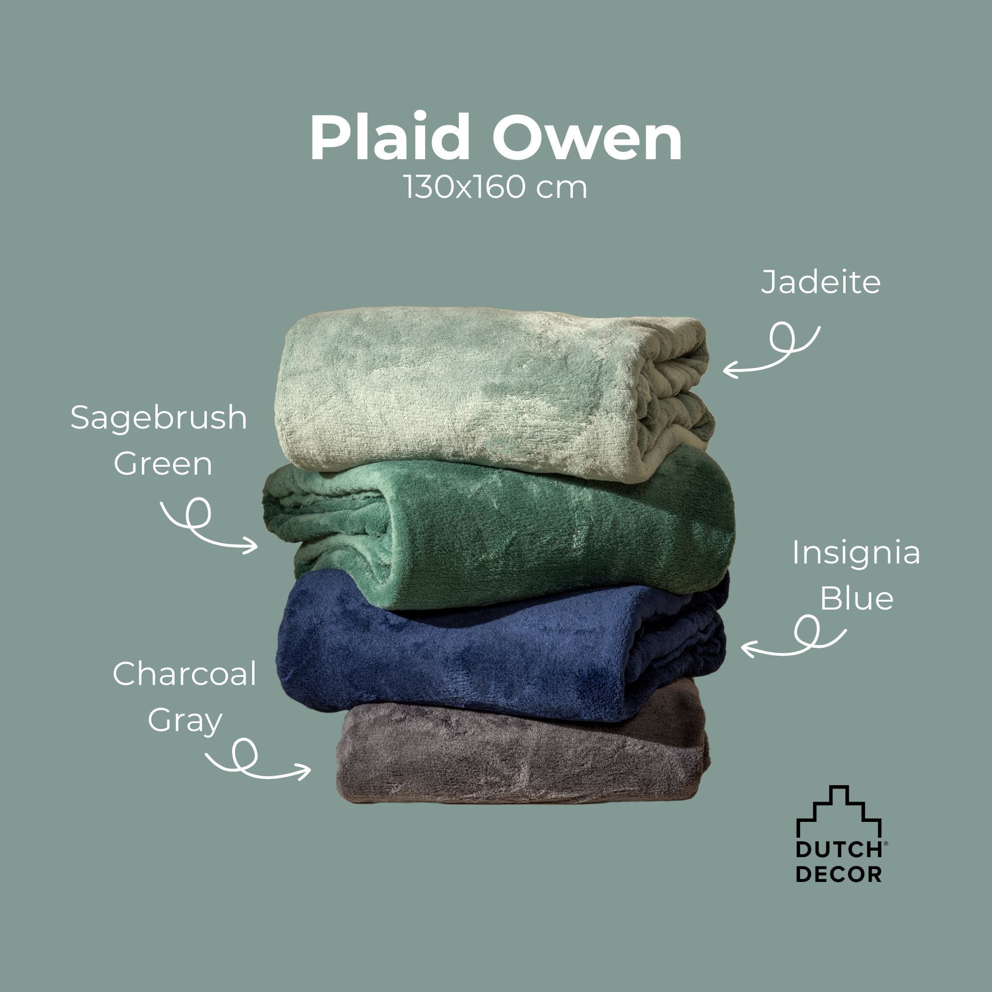 OWEN - plaid 130x160 cm - coral fleece deken - heerlijk zacht - Sagebrush Green - groen