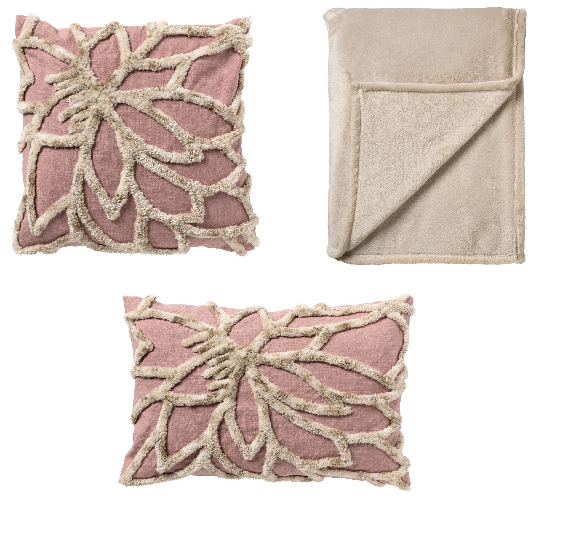 VOORDEELSET - Livia & Charlie - Pale Mauve - Roze & Pumice Stone - Beige | Set van 3 stuks 