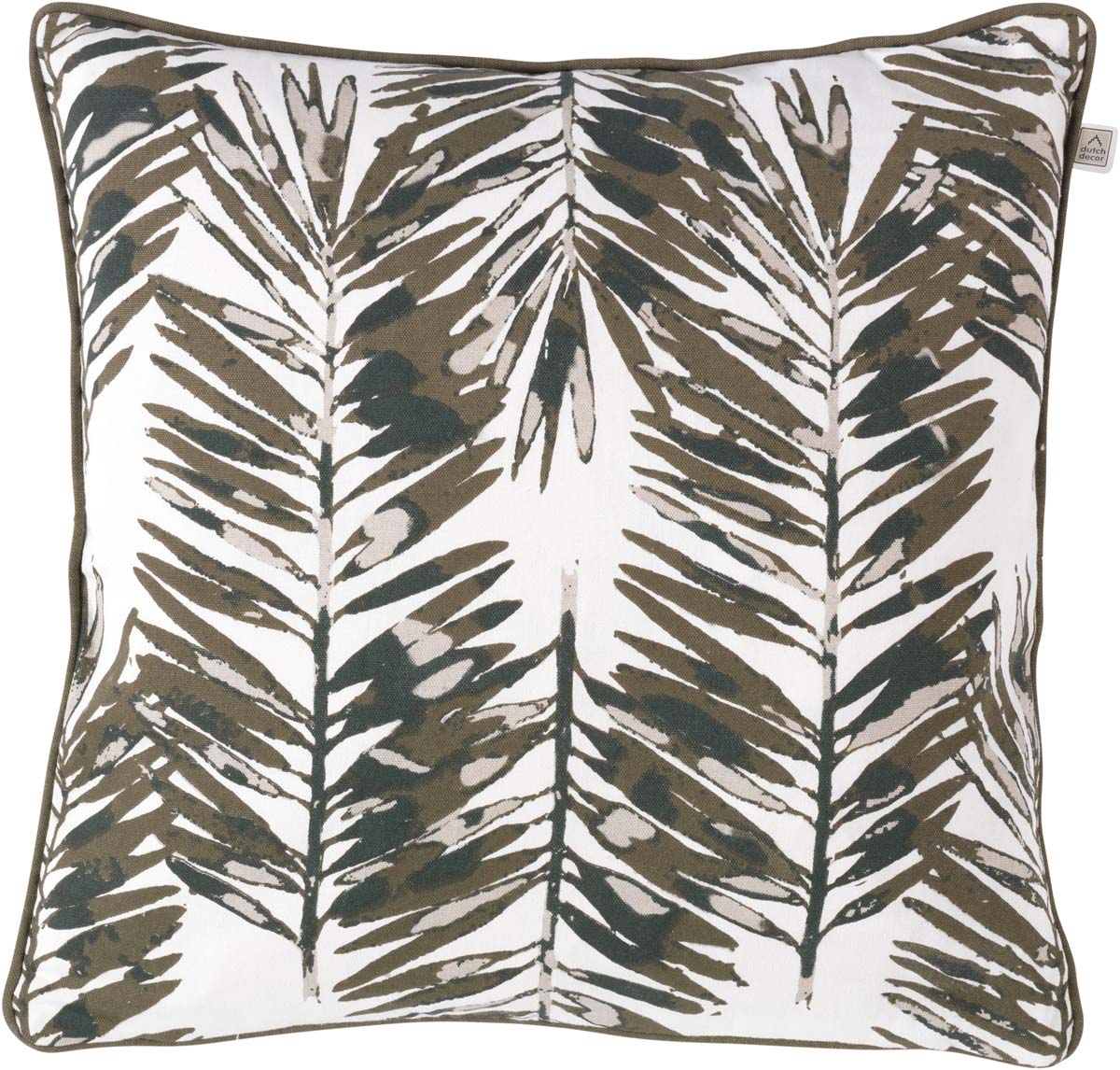 NEWTON - Kussenhoes 45x45 cm - olijf- groen - beige - katoen - met rits - botanische print