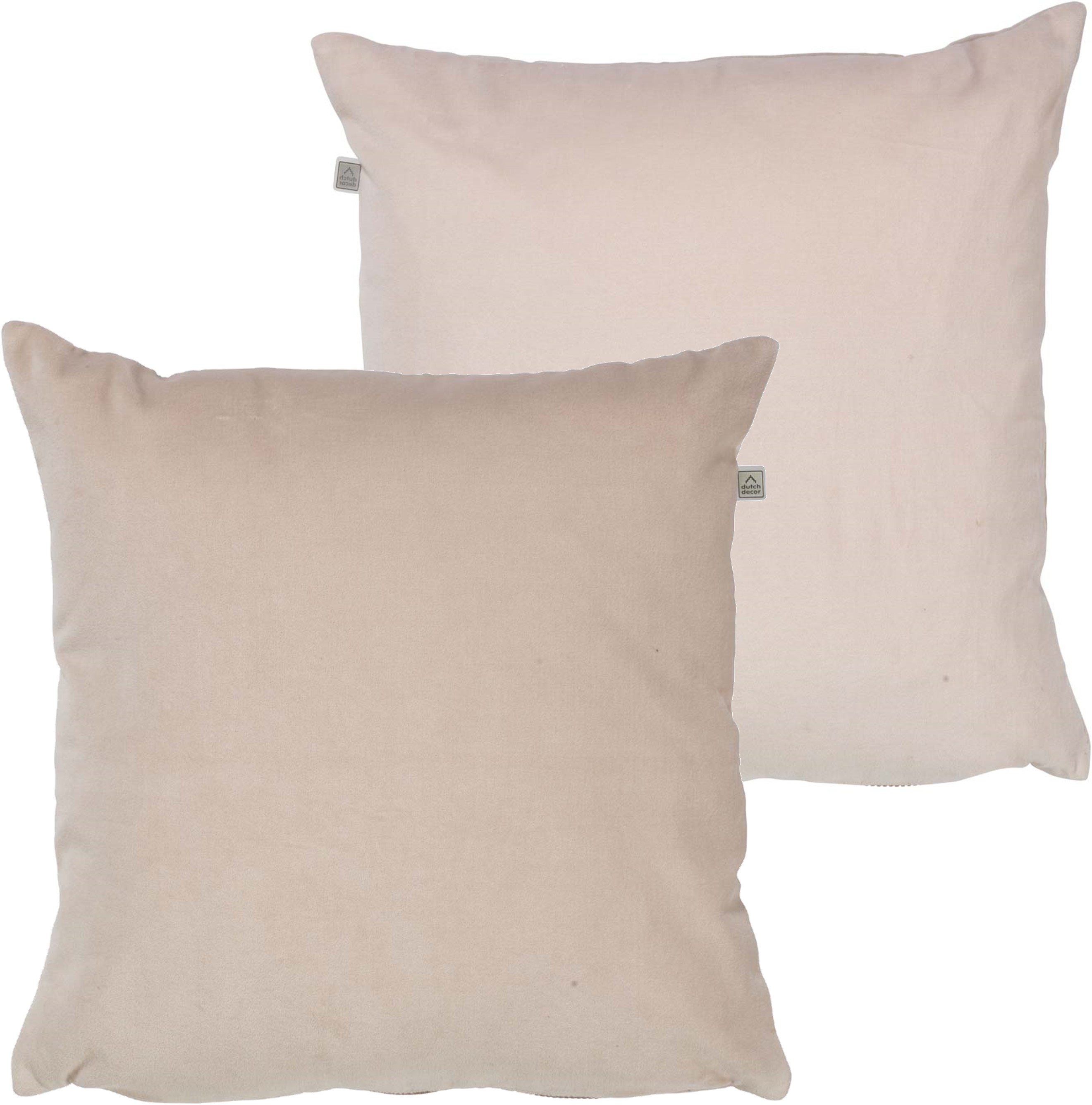 KOLON - Sierkussen 45x45 cm - twee kleuren - nude - roze - velvet - met rits