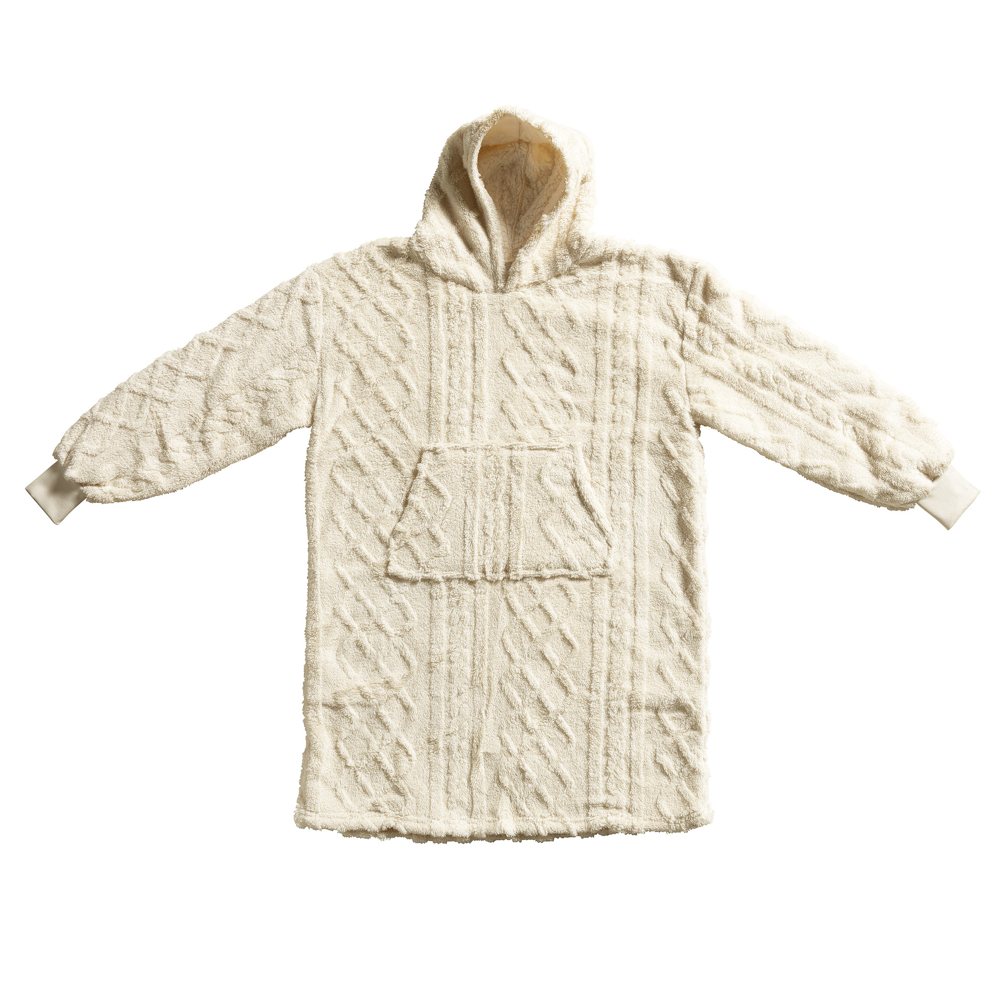 SOPHIE Oversized Hoodie - 70x110 cm - Hoodie & deken in één - extra grote kabeltrui met capuchon - Bone White - offwhite SOPHIE Oversized Hoodie - 70x110 cm - Hoodie & deken in één - extra grote kabeltrui met capuchon - Bone White - offwhite