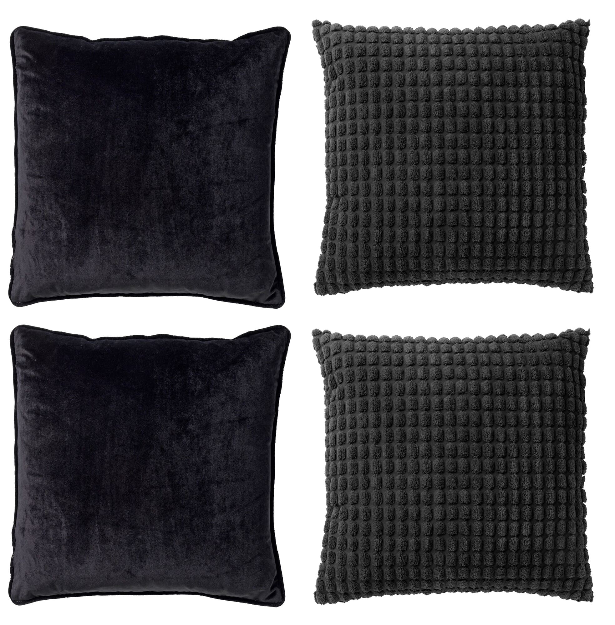 KUSSENSET - 4-delig - Texture Harmony - 45x45 cm - inclusief binnenkussens - zwart KUSSENSET - 4-delig - Texture Harmony - 45x45 cm - inclusief binnenkussens - zwart
