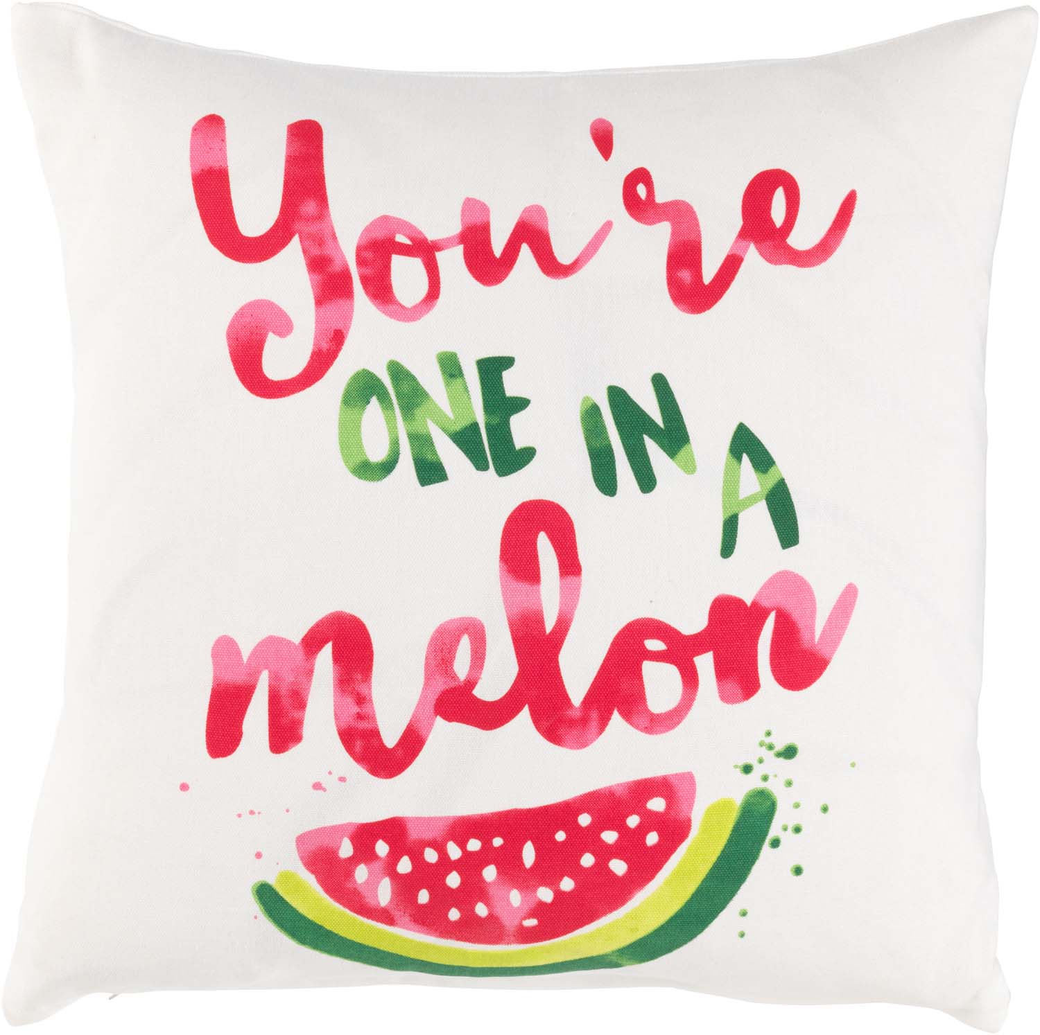 EVIE - Kussenhoes meloen 45x45 cm - ivoor / wit - You're one in a melon - 100% katoen