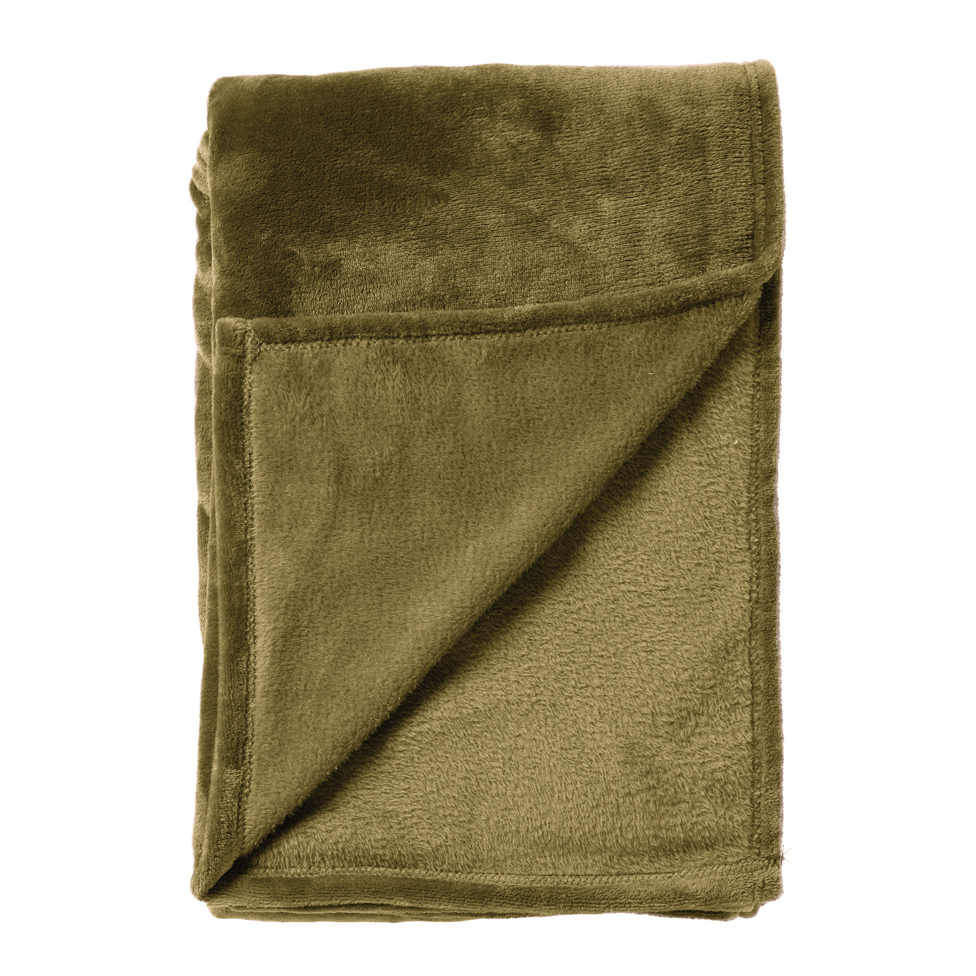 MARLEY - Plaid 150x200 cm - zachte fleece deken - extra dik - Military Olive - groen
