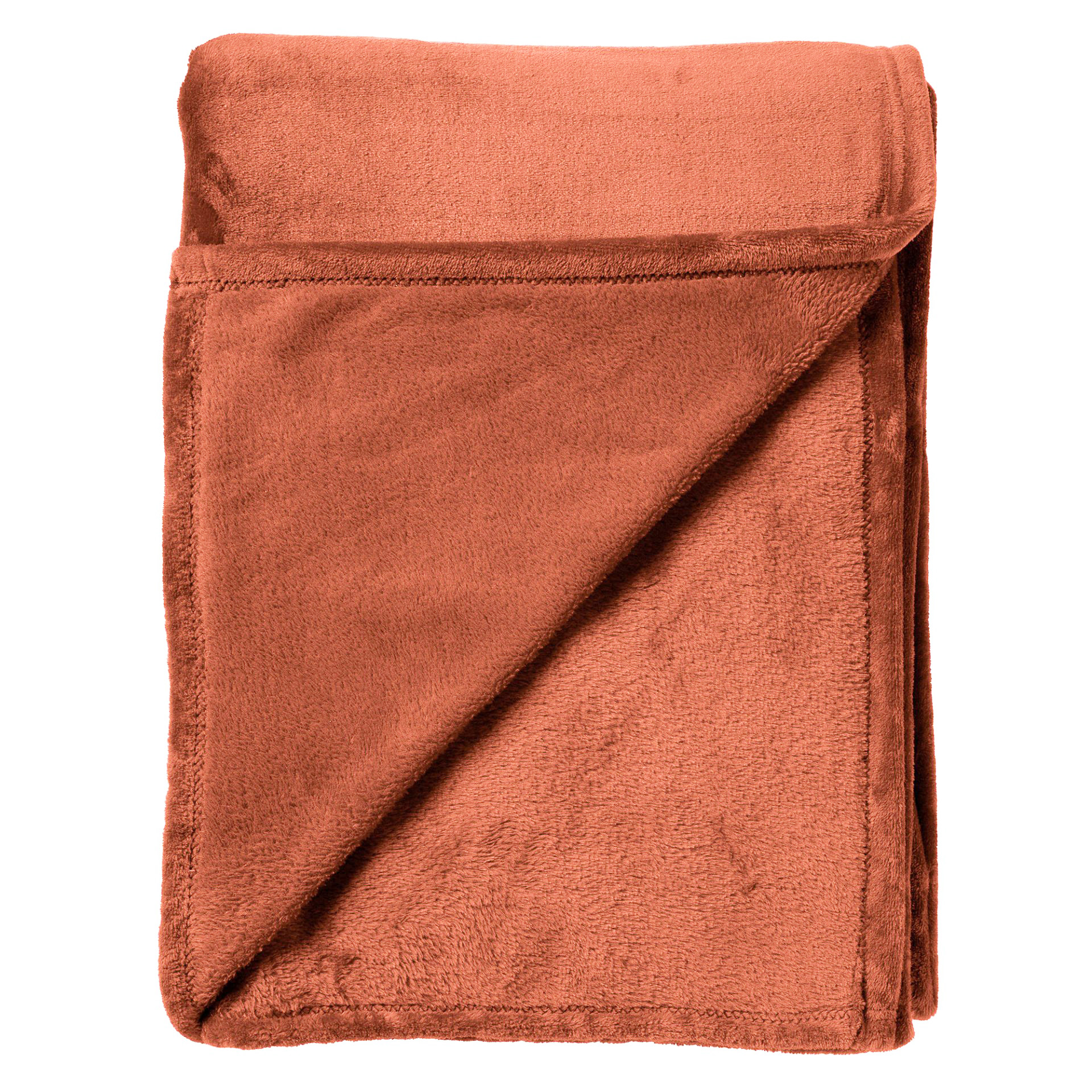 CHARLIE - Plaid 200x220 cm - extra grote fleece deken - effen kleur - Potters Clay - oranje terra