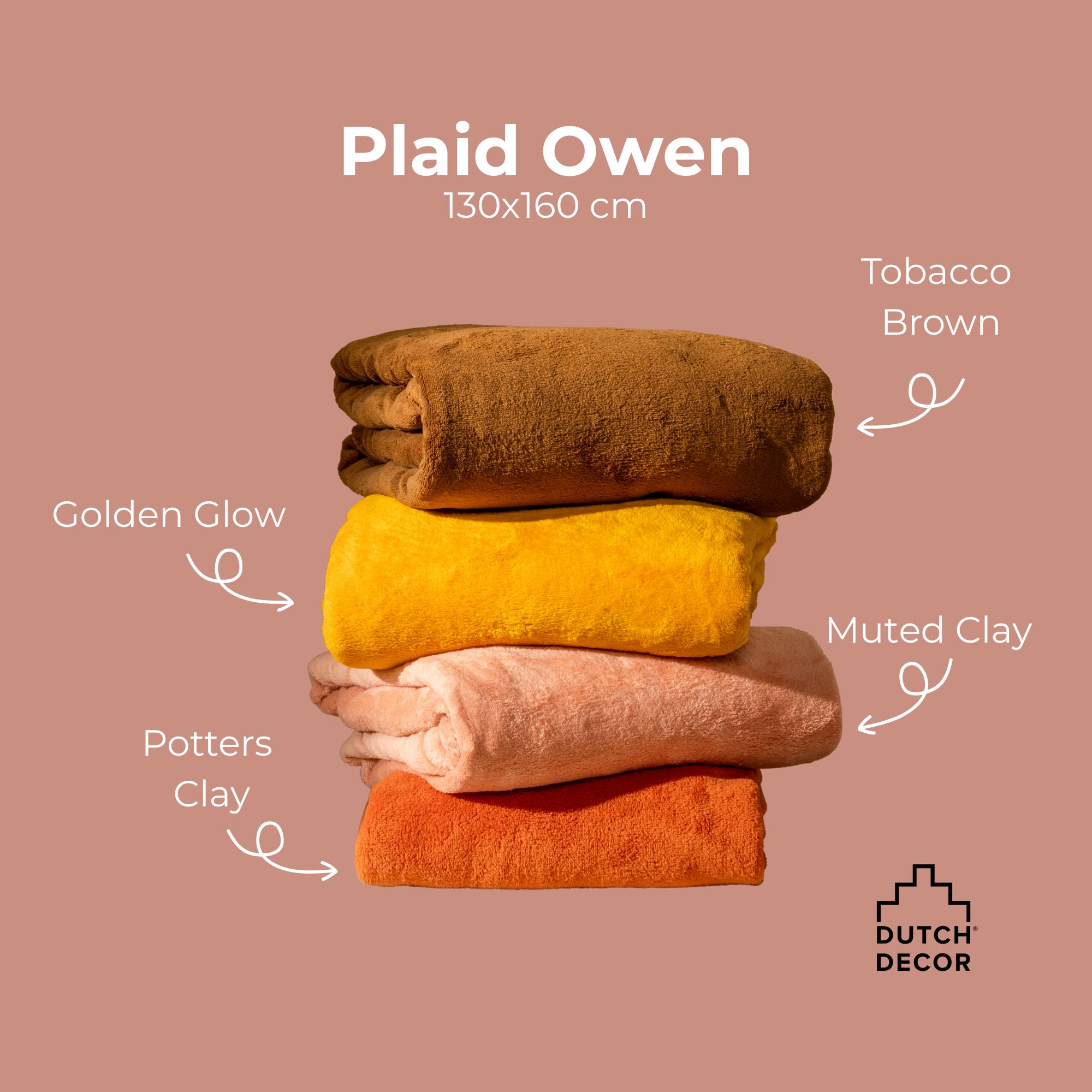 OWEN - plaid 130x160 cm - coral fleece deken - heerlijk zacht - Potters Clay - oranje OWEN - plaid 130x160 cm - coral fleece deken - heerlijk zacht - Potters Clay - oranje