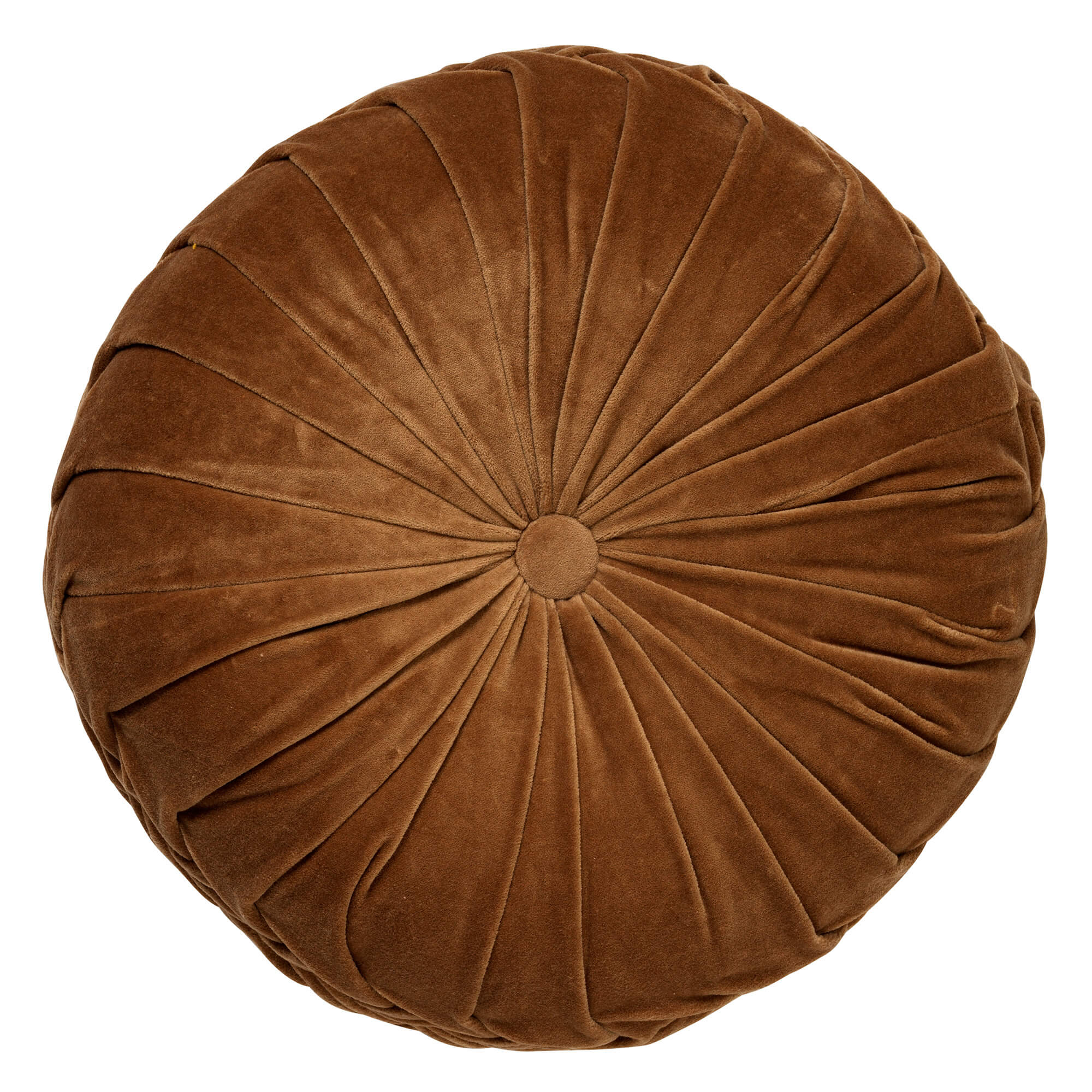 KAJA - Sierkussen rond velvet Ø40 cm - Tobacco Brown - bruin