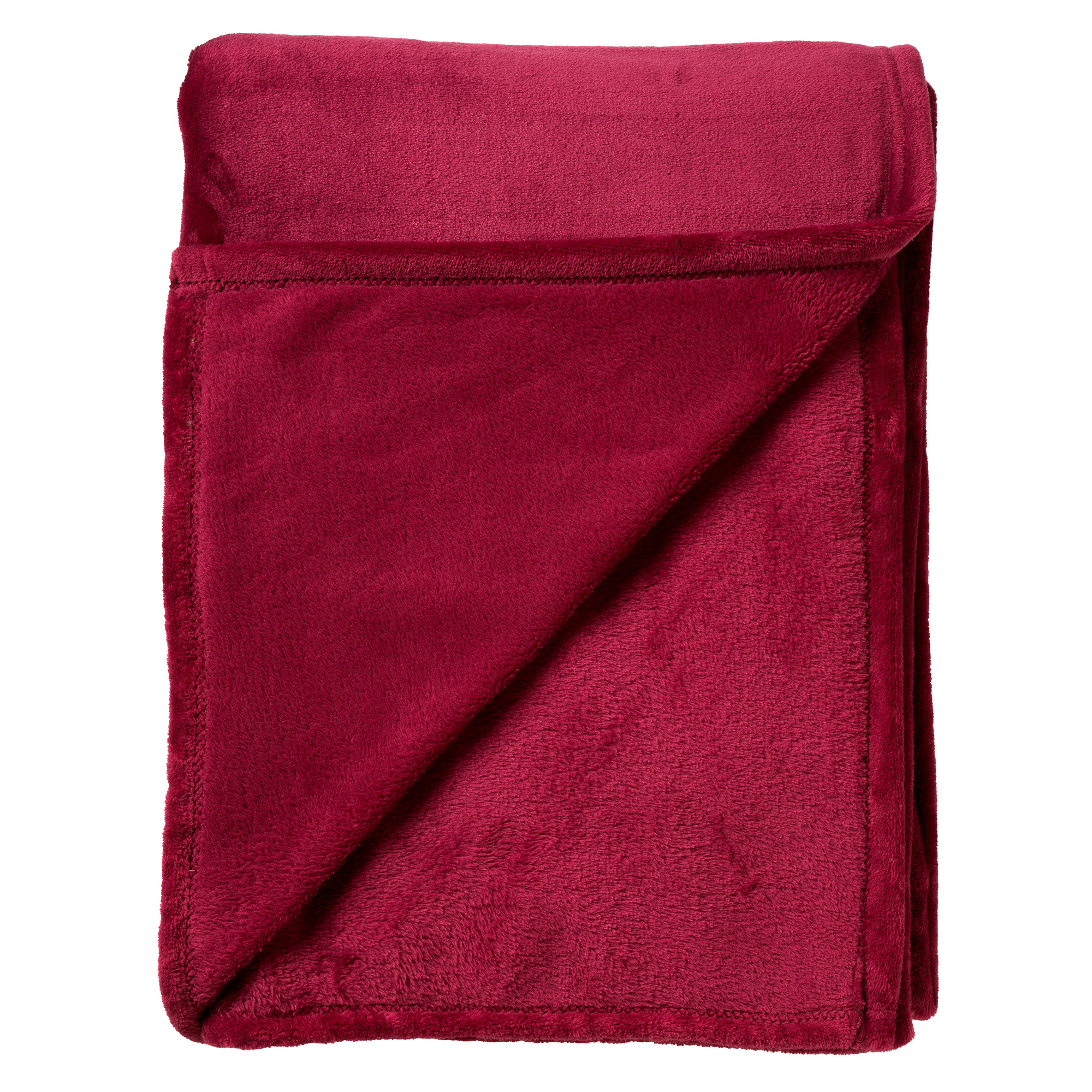 CHARLIE - Plaid 200x220 cm - extra grote fleece deken - effen kleur - Red Plum - donkerroze