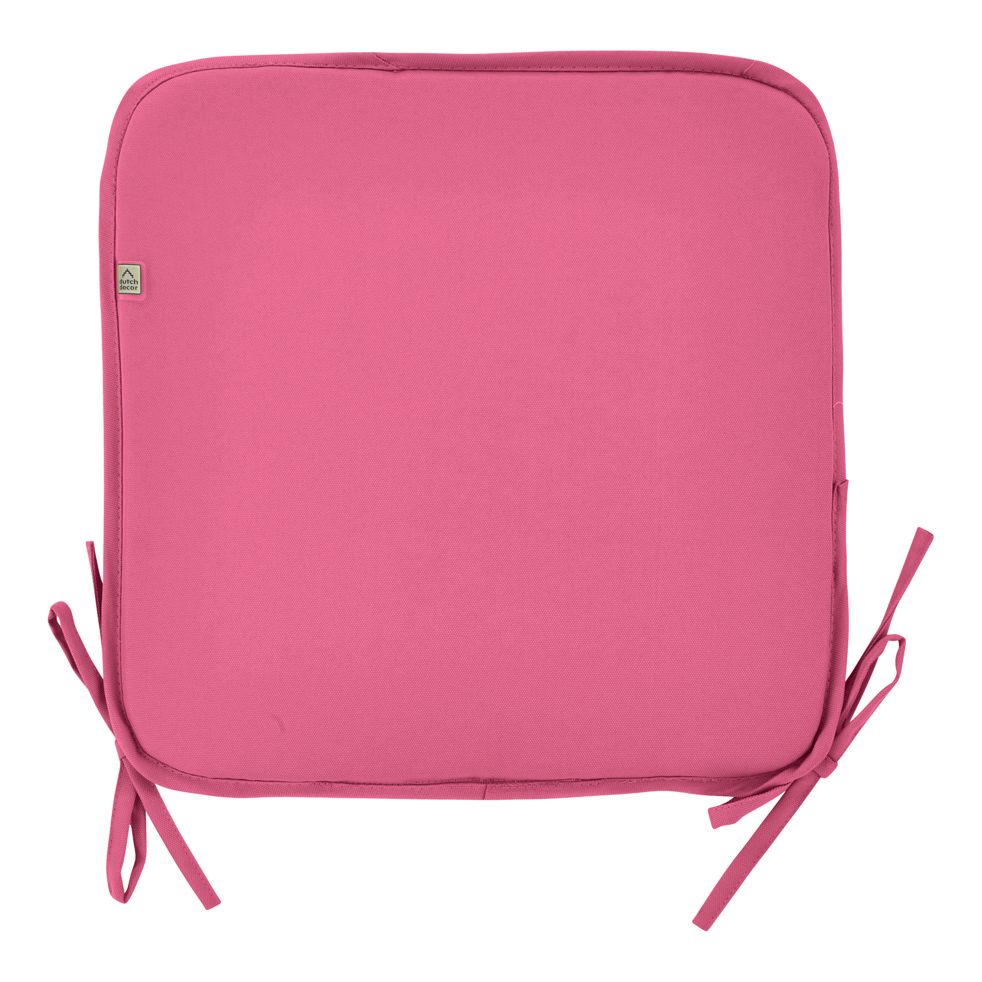 SUNNY - Stoelkussen outdoor vierkant met linten Fuchsia 38.5x38.5 cm - model PK2