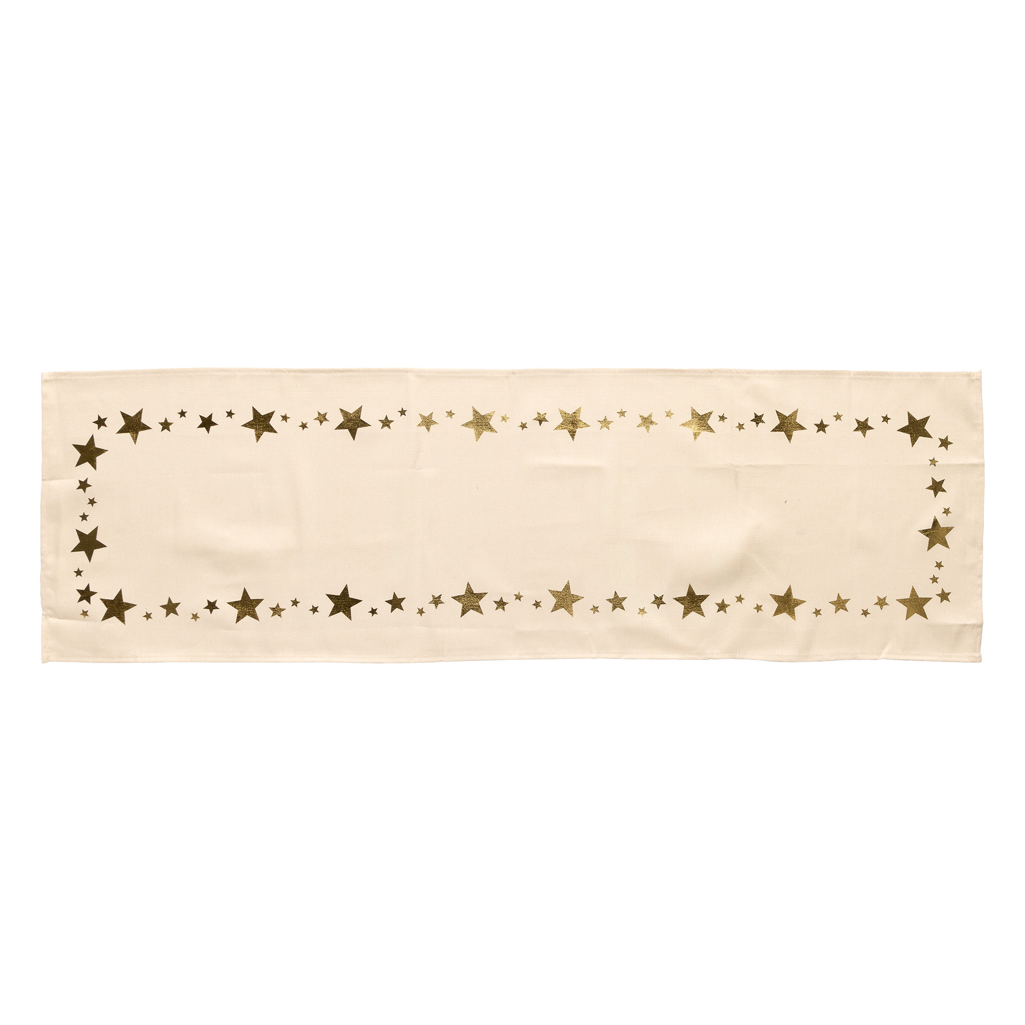 STARS - tafelloper 45x145 cm  - met gouden sterren - Whisper White - wit
