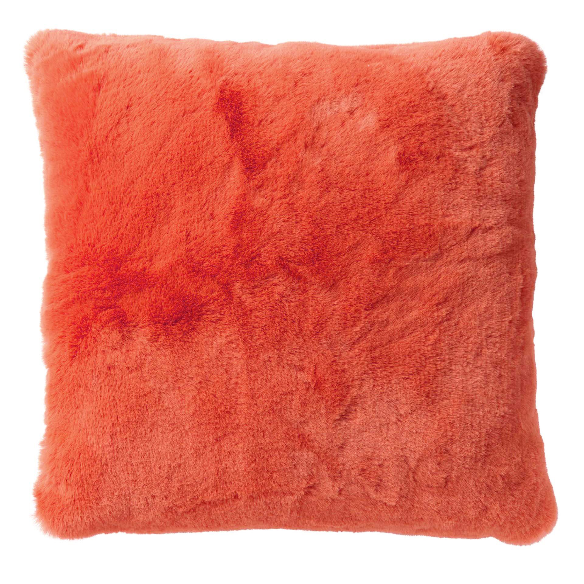 ZAYA - Sierkussen 45x45 cm - bontlook - effen kleur - Coral - koraalroze