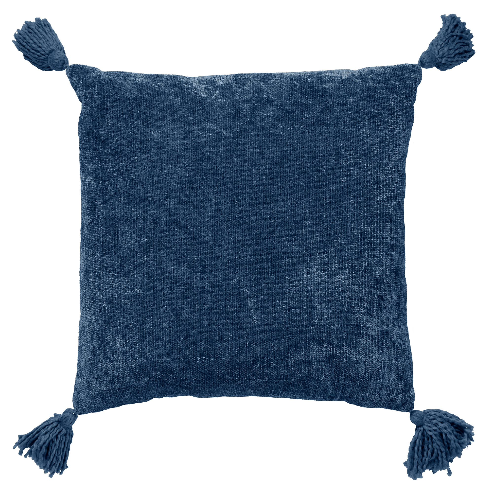 NINO - Kussenhoes van katoen 45x45 cm Insignia Blue - blauw - met flosjes