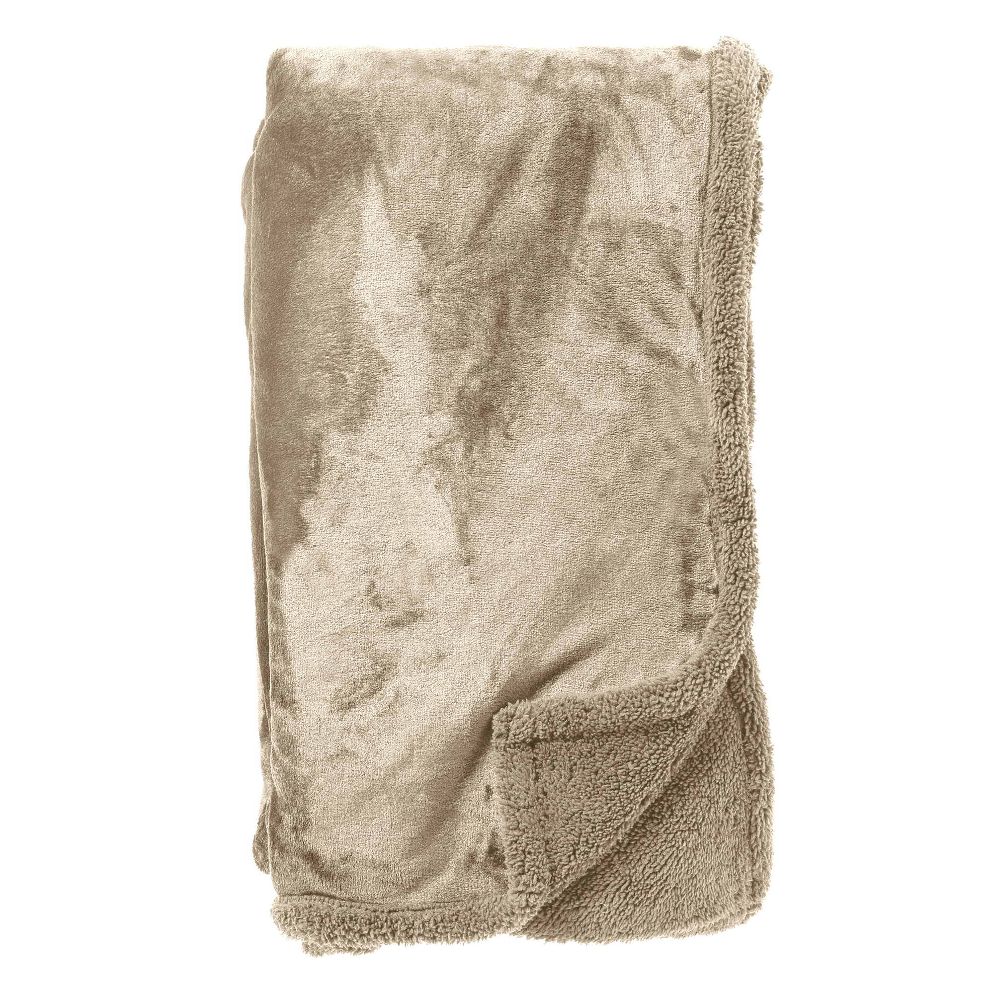 STANLEY - Plaid 150x200 cm - fleece deken met teddy en fleece - Pumice Stone - beige