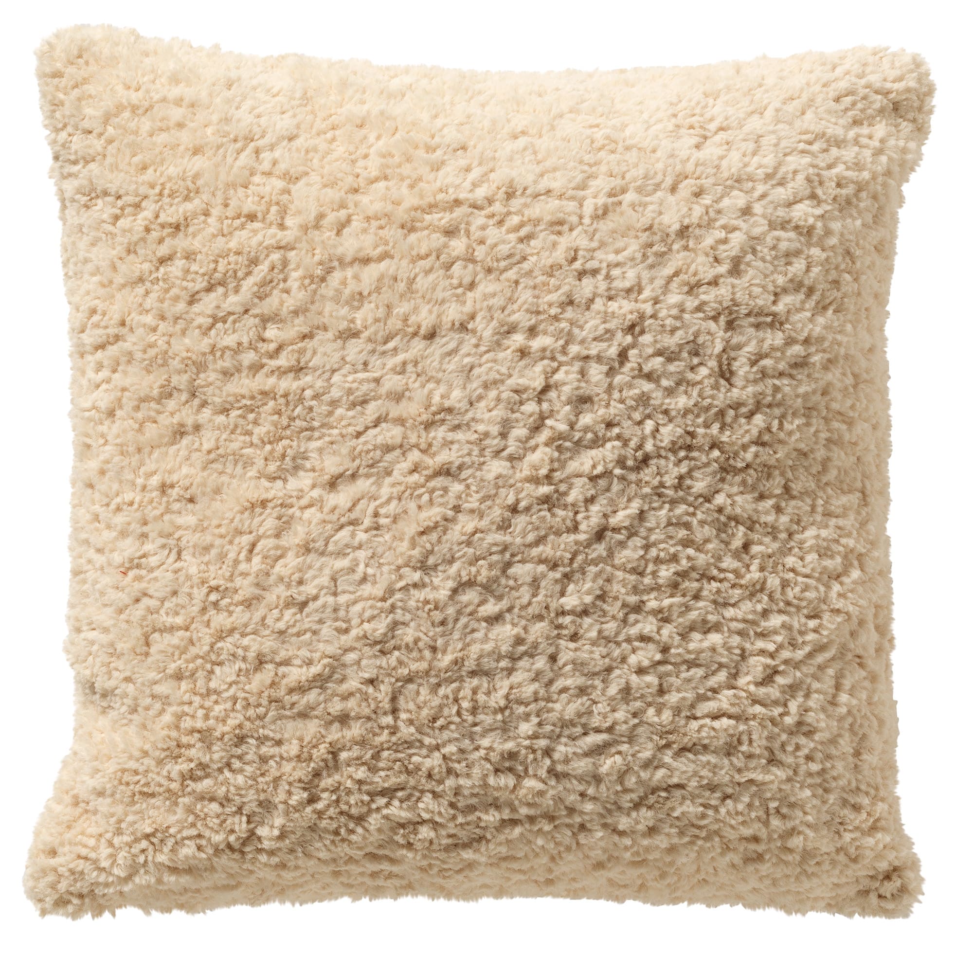 MALIN - Sierkussen 45x45 cm - met teddykrullen - Natural - beige