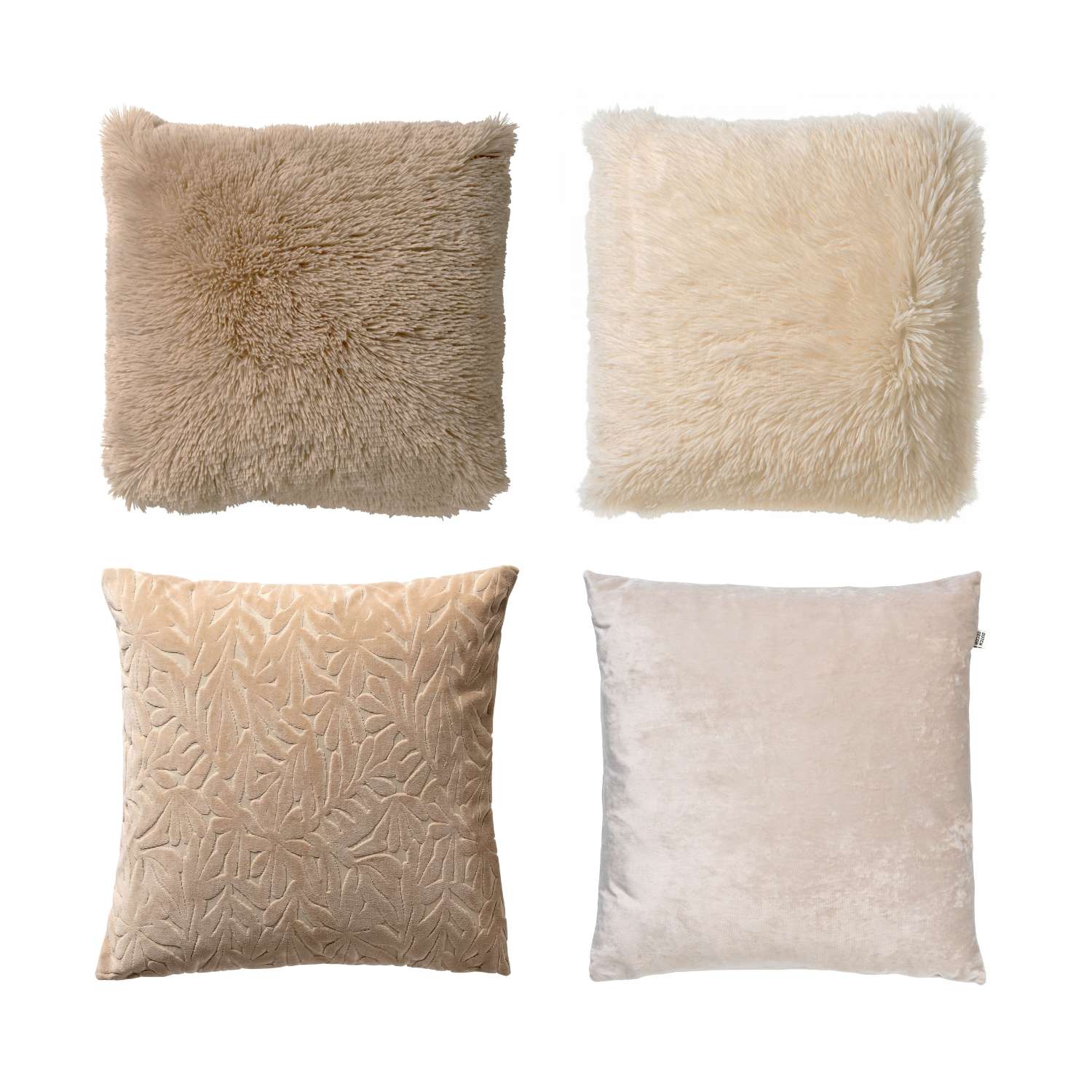 VOORDEELSET KIRA - Set van 4 sierkussens 45x45 cm -  Fluffy + Sky + Kira - beige en wit