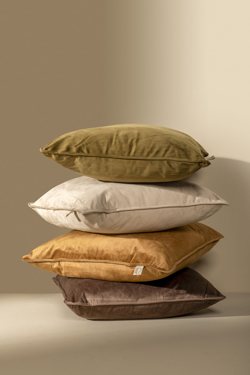 FINN - Sierkussen 60x60 cm - velvet - effen kleur - Military Olive - groen