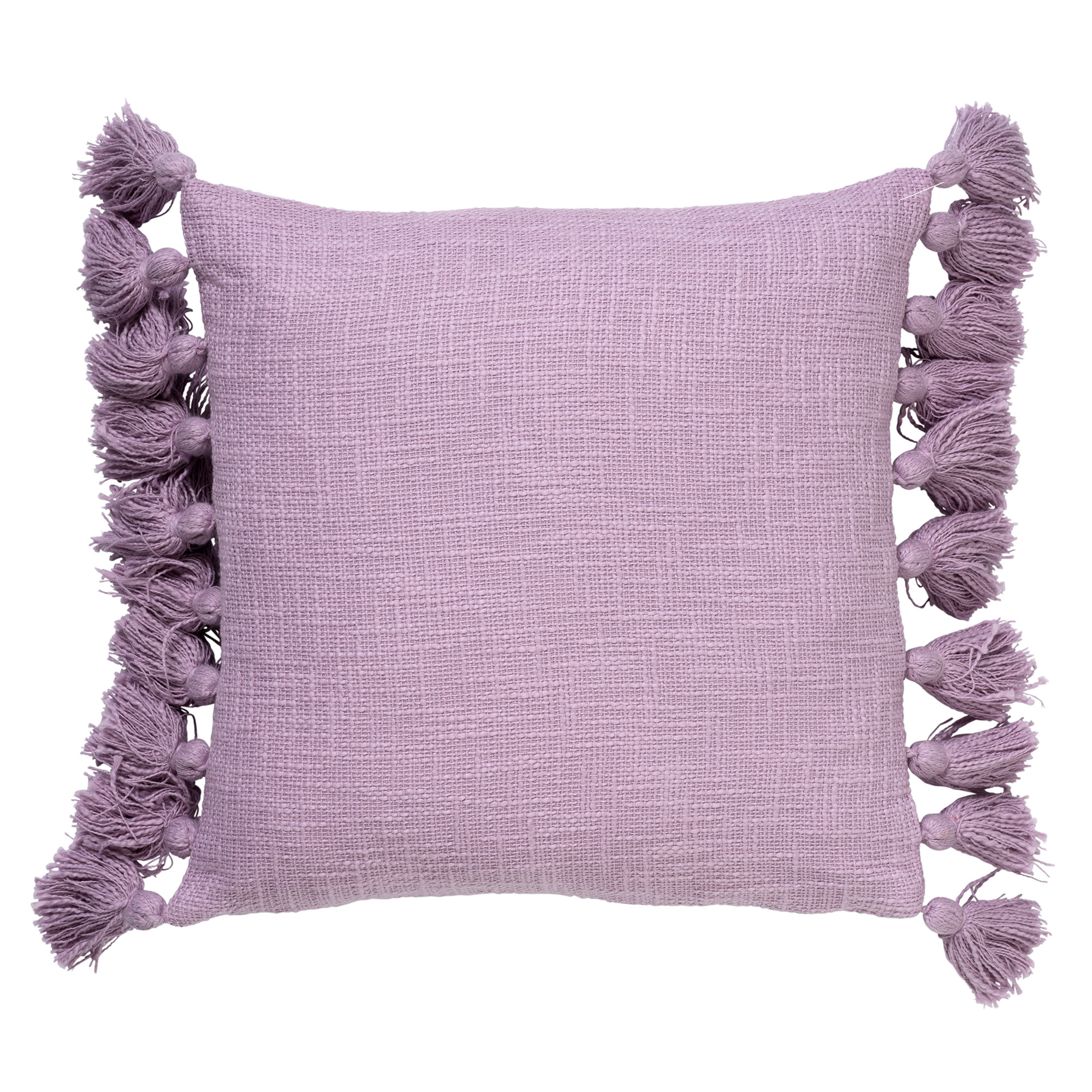 RUBY - Sierkussen katoen 45x45 cm - Lavender Frost - paars - pasteltint - met flosjes 