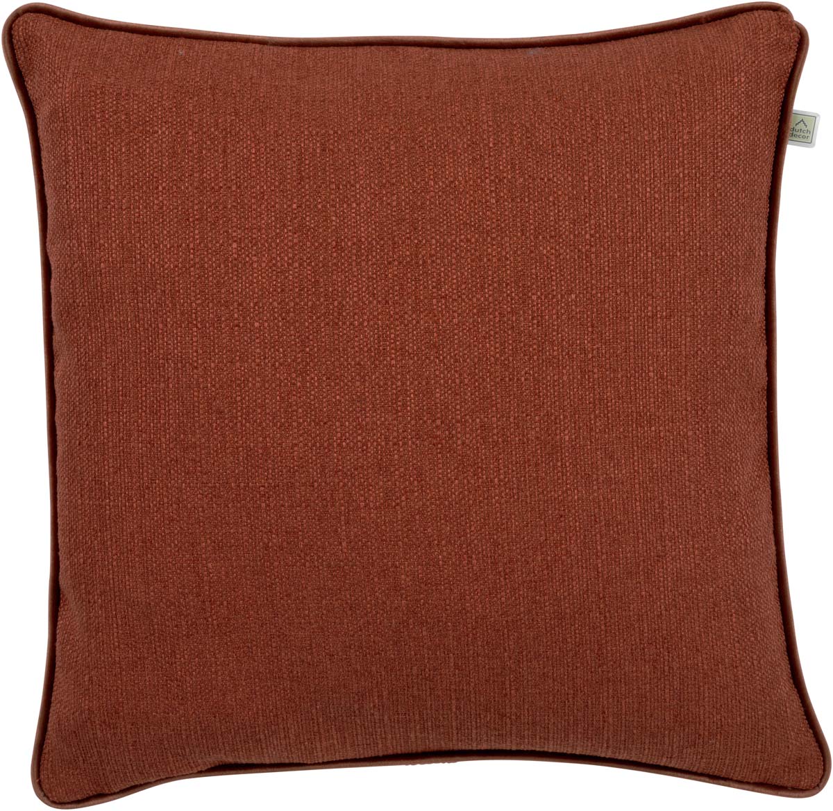 VISKER - Kussenhoes 45x45 cm - terra - terracotta - bruin - basic en effen dessin - met bies | KUSSENHOES | KHVISK45TER