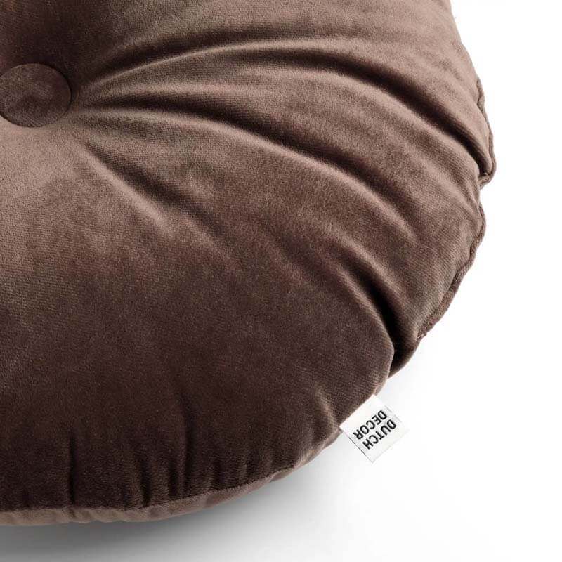OLLY - Sierkussen rond velvet  Ø40 cm - Chocolate Martini - donkerbruin