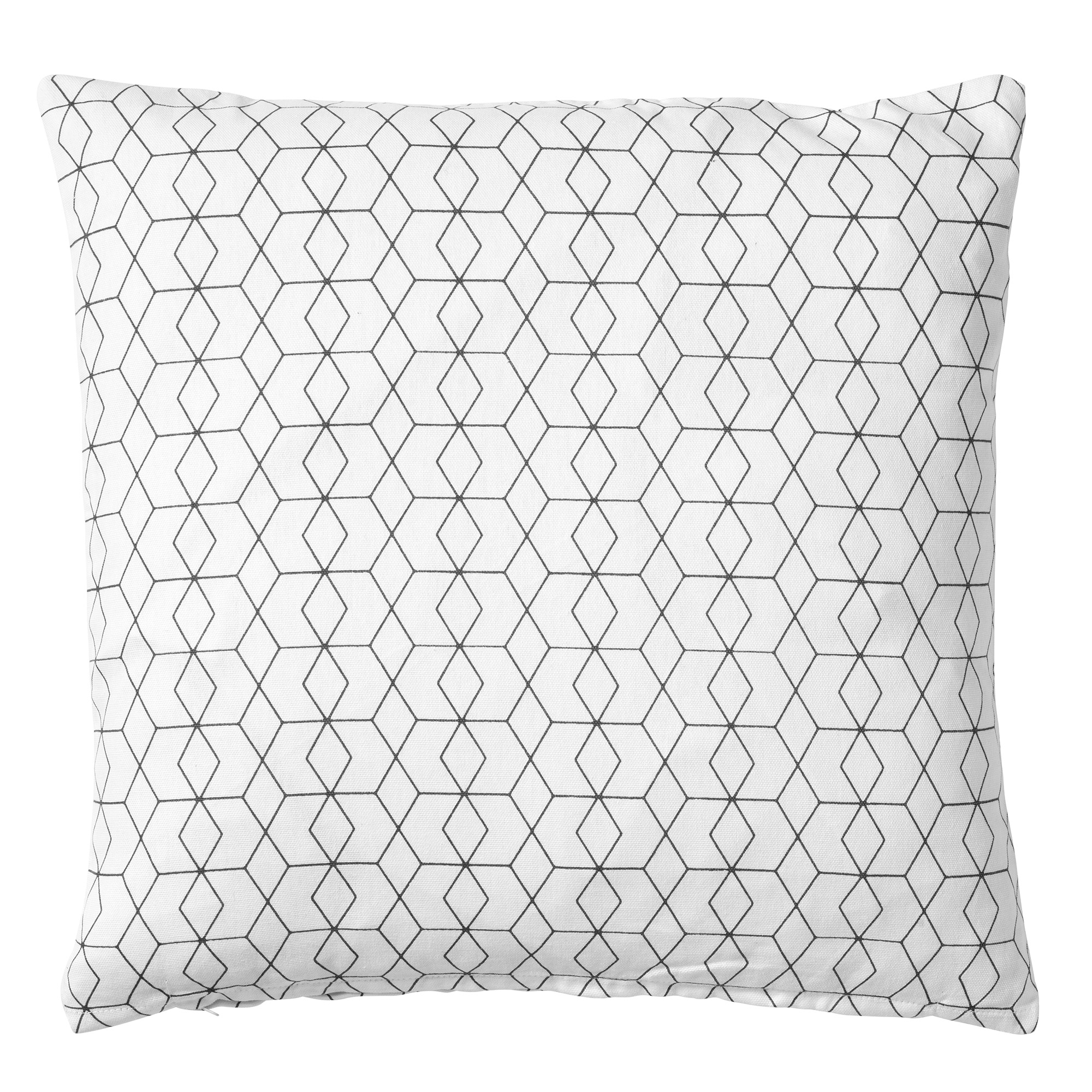 PASTIL - Sierkussen 45x45 cm - wit met donkergrijs patroon - 100% katoen