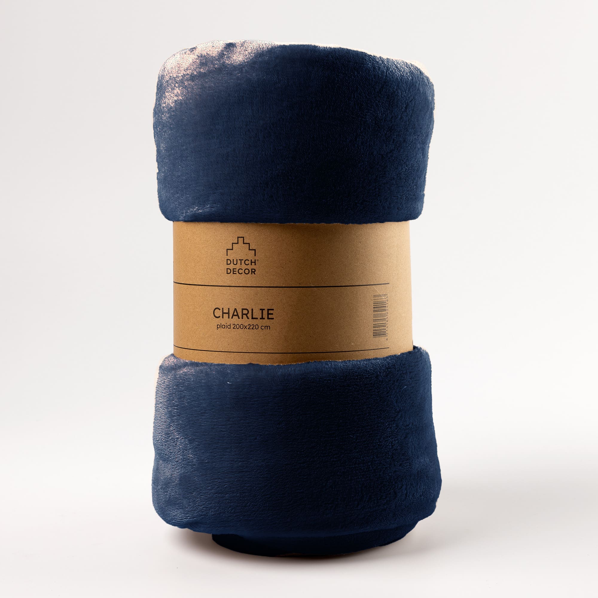 CHARLIE - plaid 200x220 cm - extra grote fleece deken - effen kleur - Insignia Blue - blauw