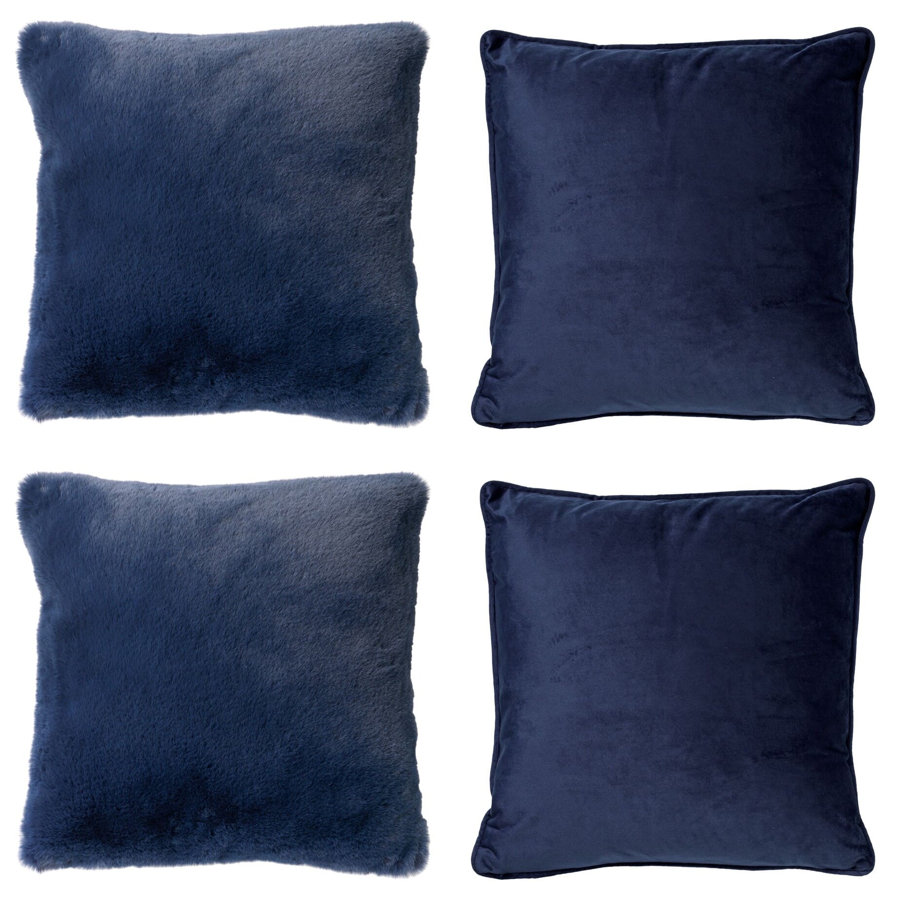 KUSSENSET - 4-delig Soft Textures 45x45 cm - inclusief binnenkussens - blauw KUSSENSET - 4-delig Soft Textures 45x45 cm - inclusief binnenkussens - blauw