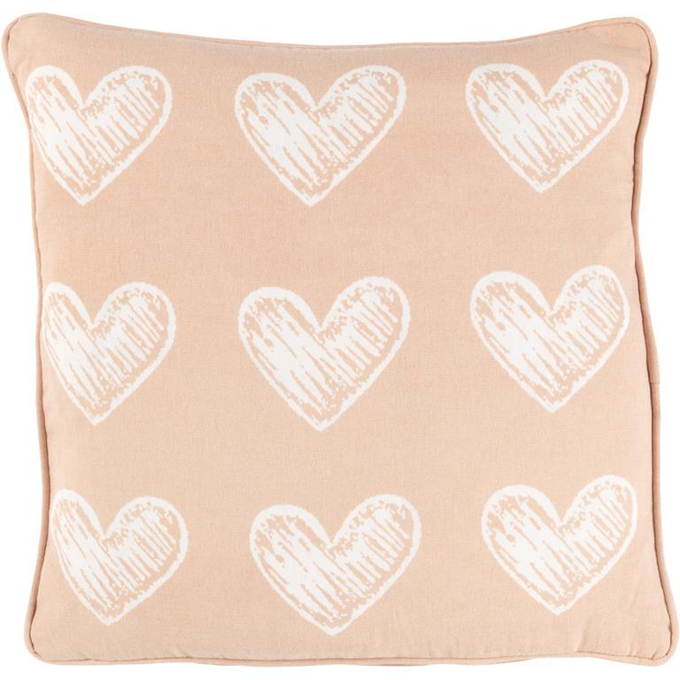 THIRZA - Kussenhoes 45x45 cm - 100% katoen - hartjes - roze