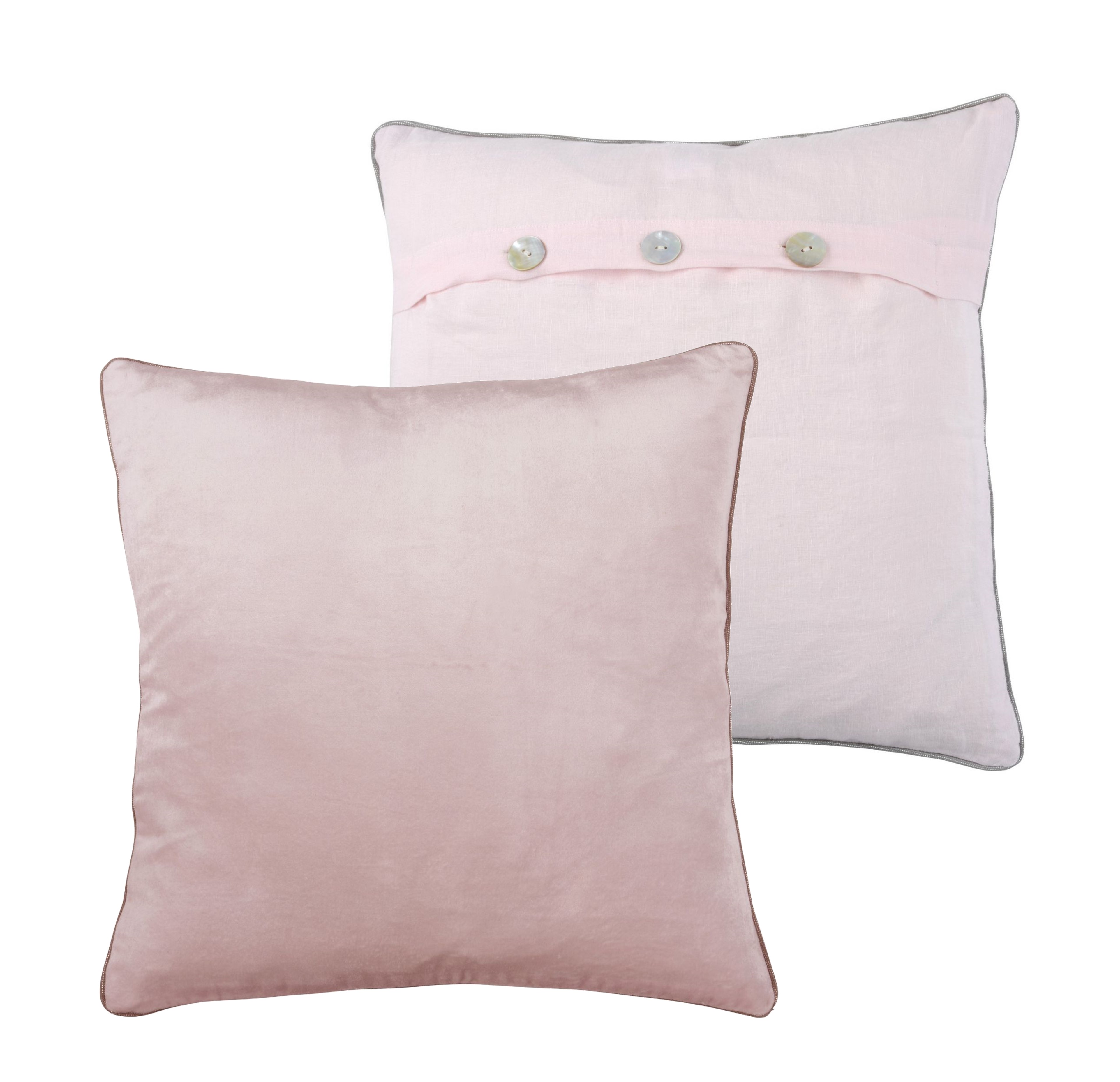 SAAR - Sierkussen 45x45 cm Roze - knopen - velvet - Walra