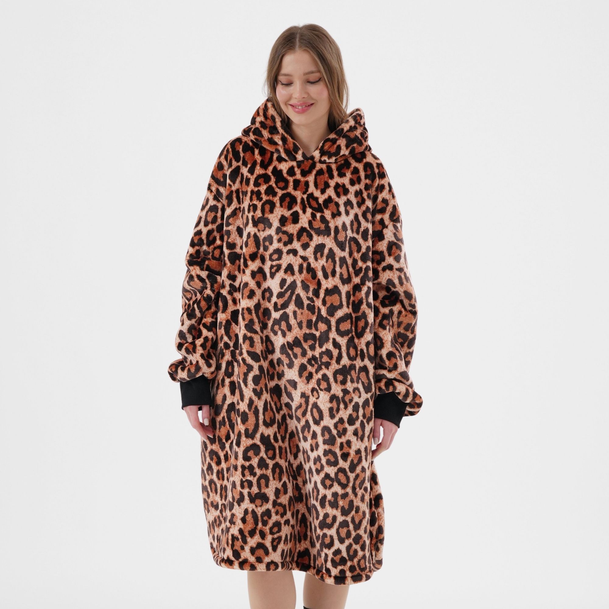 CHEETAH - hoodie 70x110 cm - dames - dierenprint - Tobacco Brown - bruin