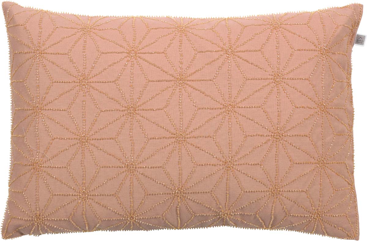 DEBORA - Kussenhoes kraaltjes patroon - 40x60 cm - bruin -  koper - roze - pasteltint 