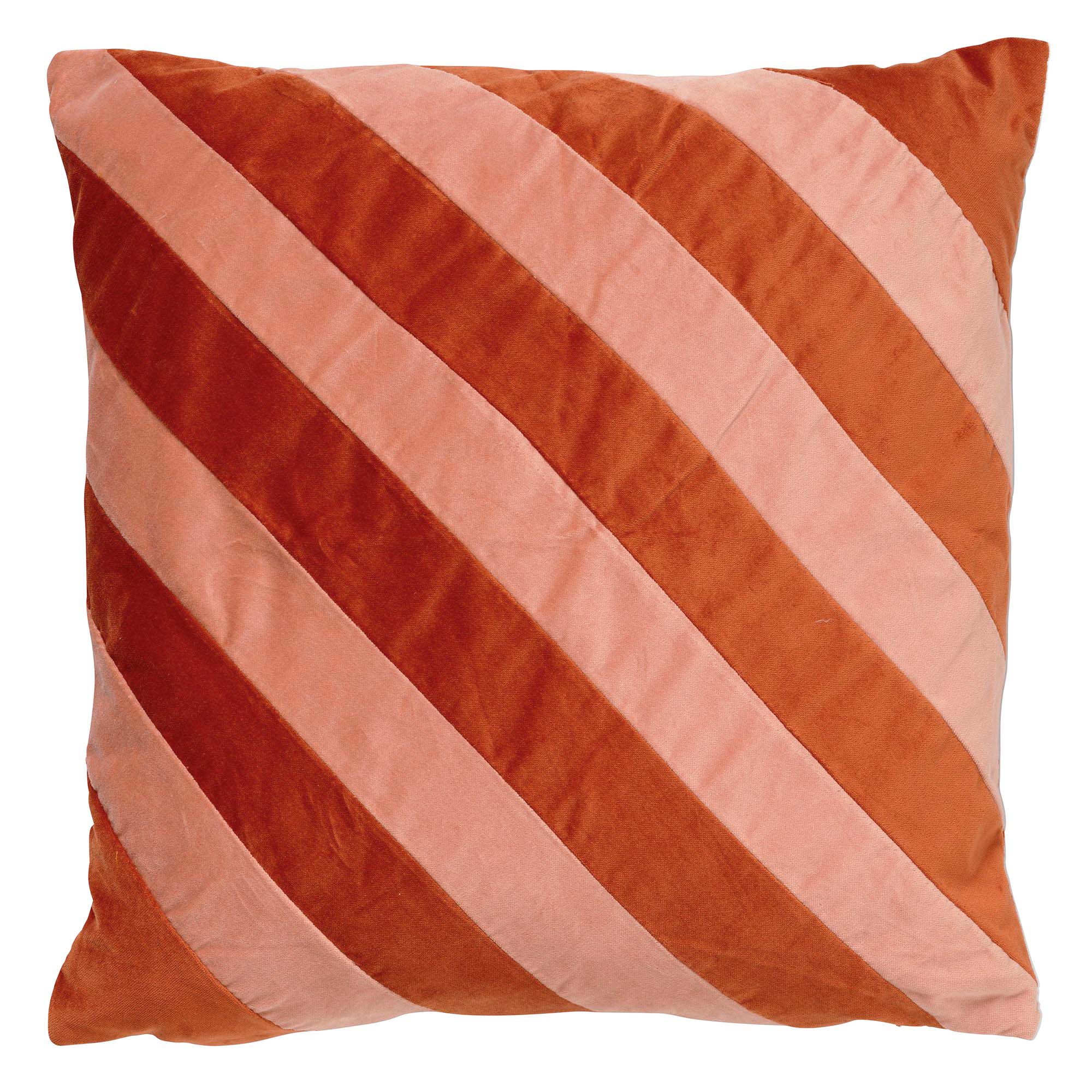 PEBBE - Sierkussen velvet 45x45 cm - potters clay - oranje - roze - strepen - color blocking PEBBE - Sierkussen velvet 45x45 cm - potters clay - oranje - roze - strepen - color blocking