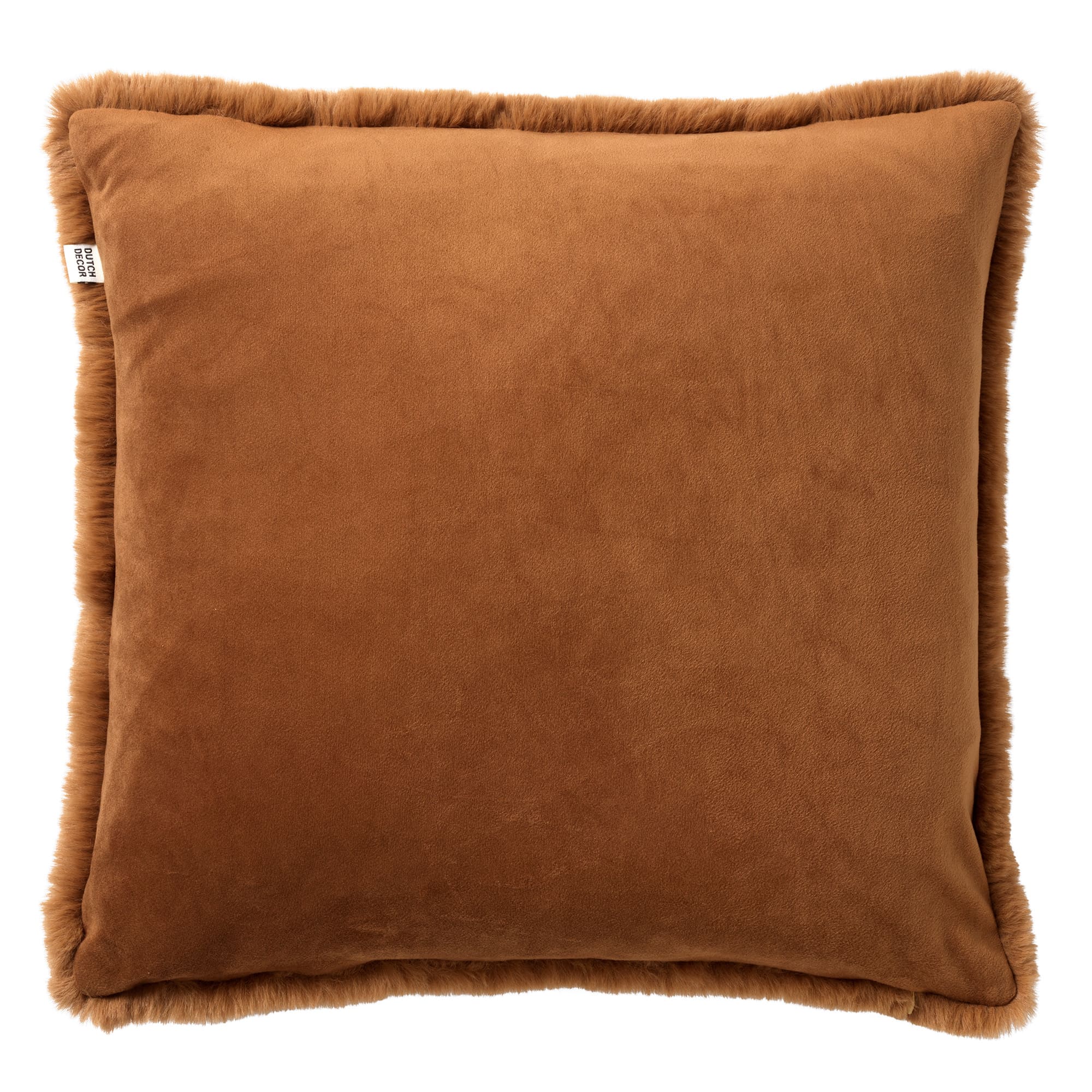 ZAYA - Kussenhoes 45x45 cm - bontlook - effen kleur - Tobacco Brown - bruin