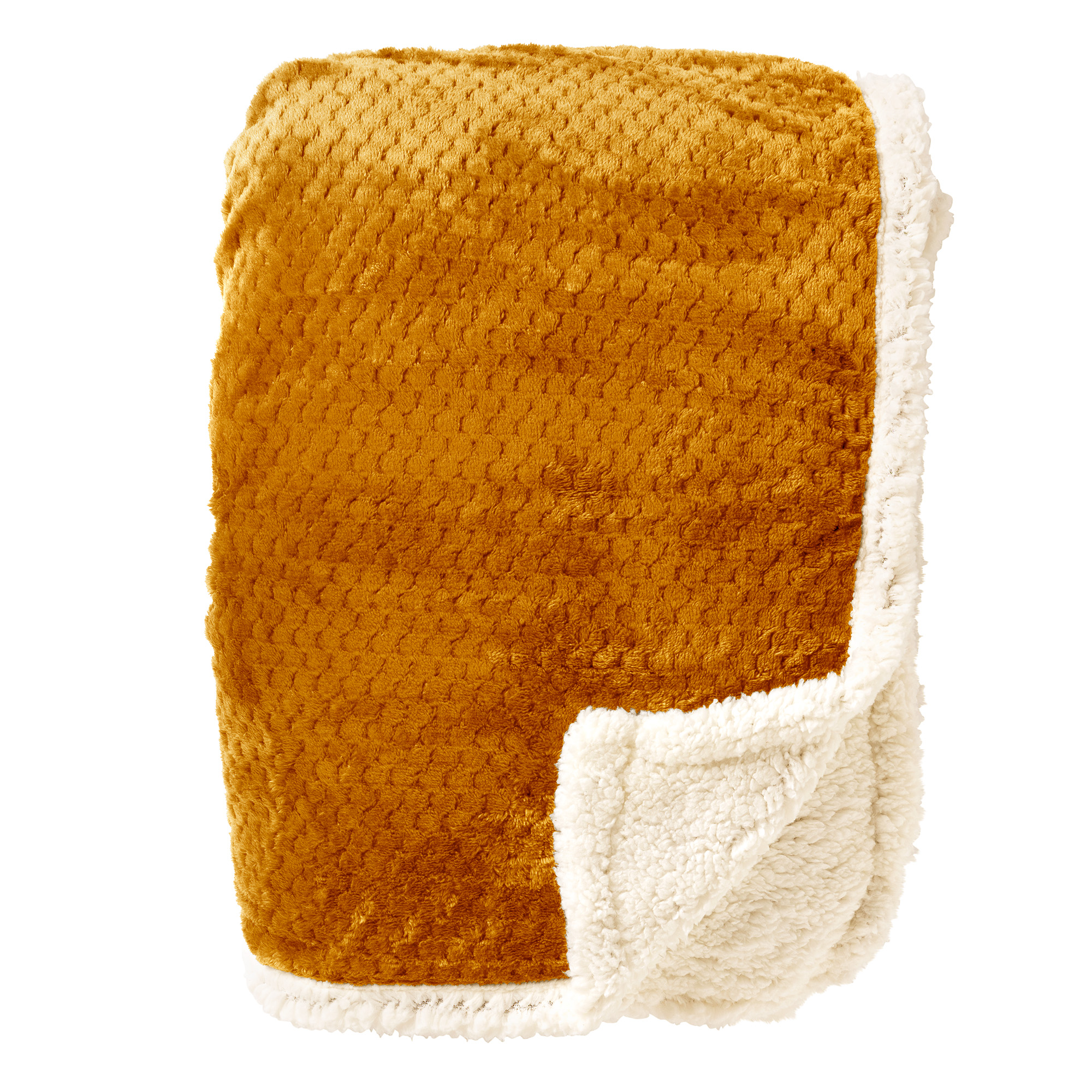 CODY - Plaid 150x200 cm - fleece deken met sherpa voering - Golden Glow - geel