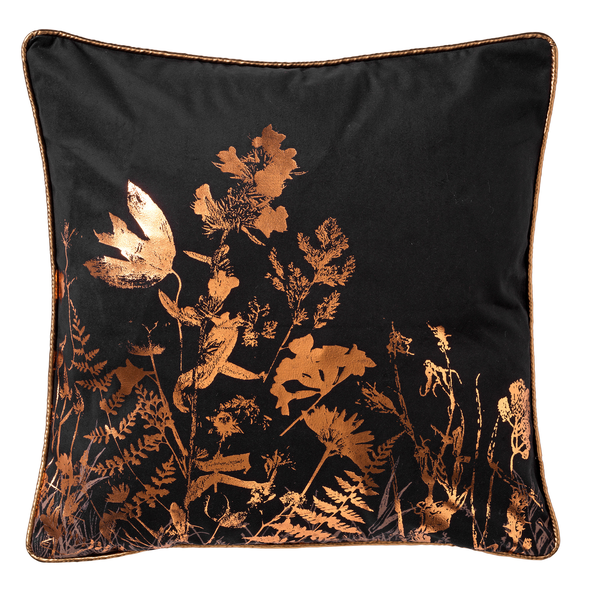 DALIA - Sierkussen met bloemenpatroon 45x45 cm Raven - zwart