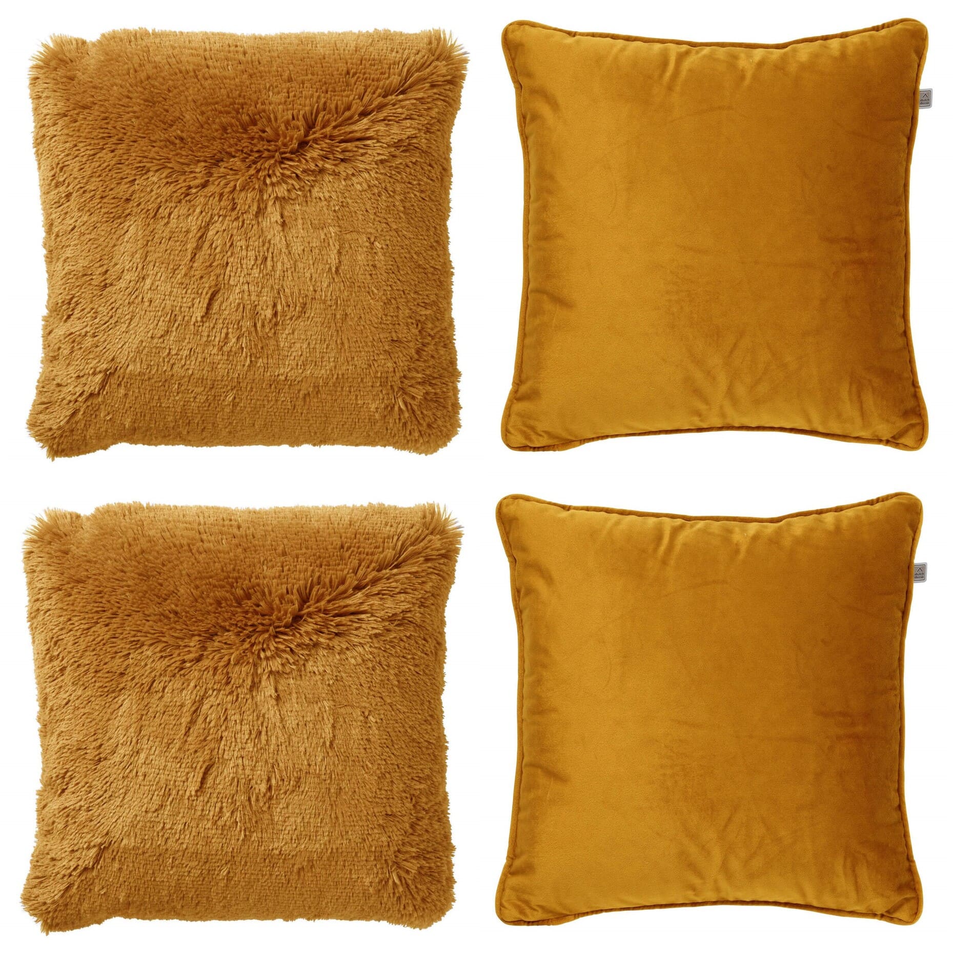 KUSSENSET - 4-delig Fluffy & Velvet - 45x45 cm - inclusief binnenkussens - geel KUSSENSET - 4-delig Fluffy & Velvet - 45x45 cm - inclusief binnenkussens - geel