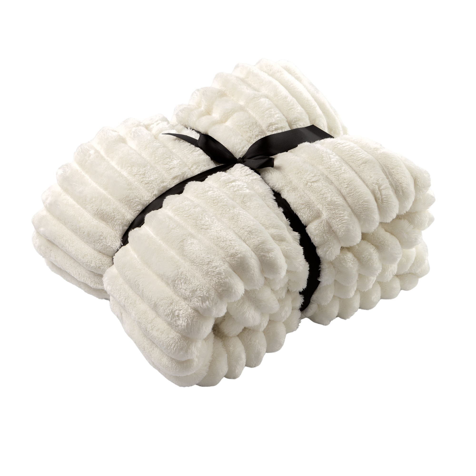 RICKY - plaid 150x200 cm - geribd fleece - superzacht - Snow White - wit 