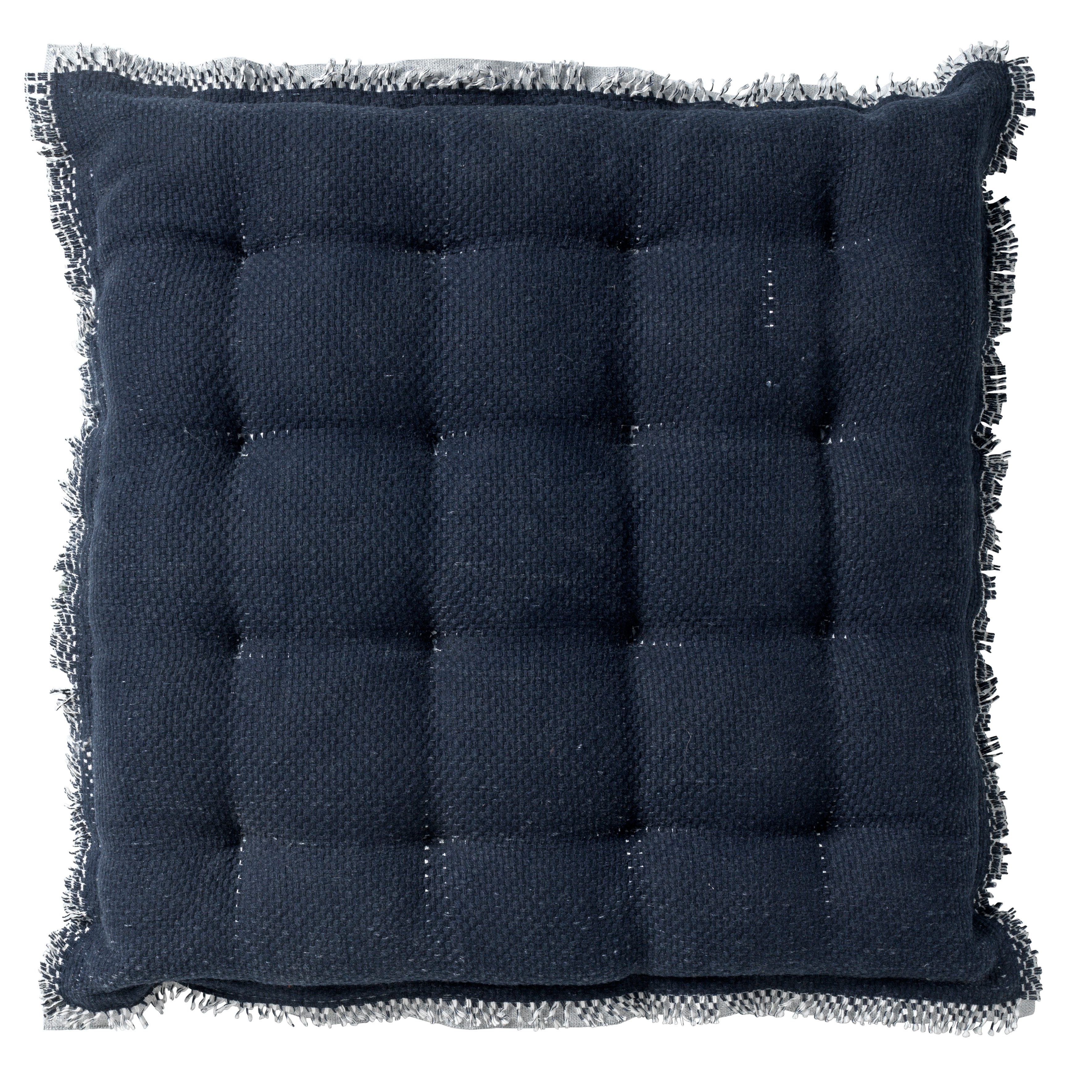 BURTO - Stoelkussen van gewassen katoen Insignia Blue 40x40 cm - blauw