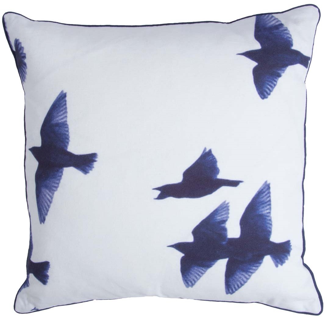 bereiden Toestemming Vaarwel BLUE BIRDS - Kussenhoes met vogelprint blauw en wit - Walra - 45x45 cm |  KUSSENHOES | KHWALBLUE45BLA