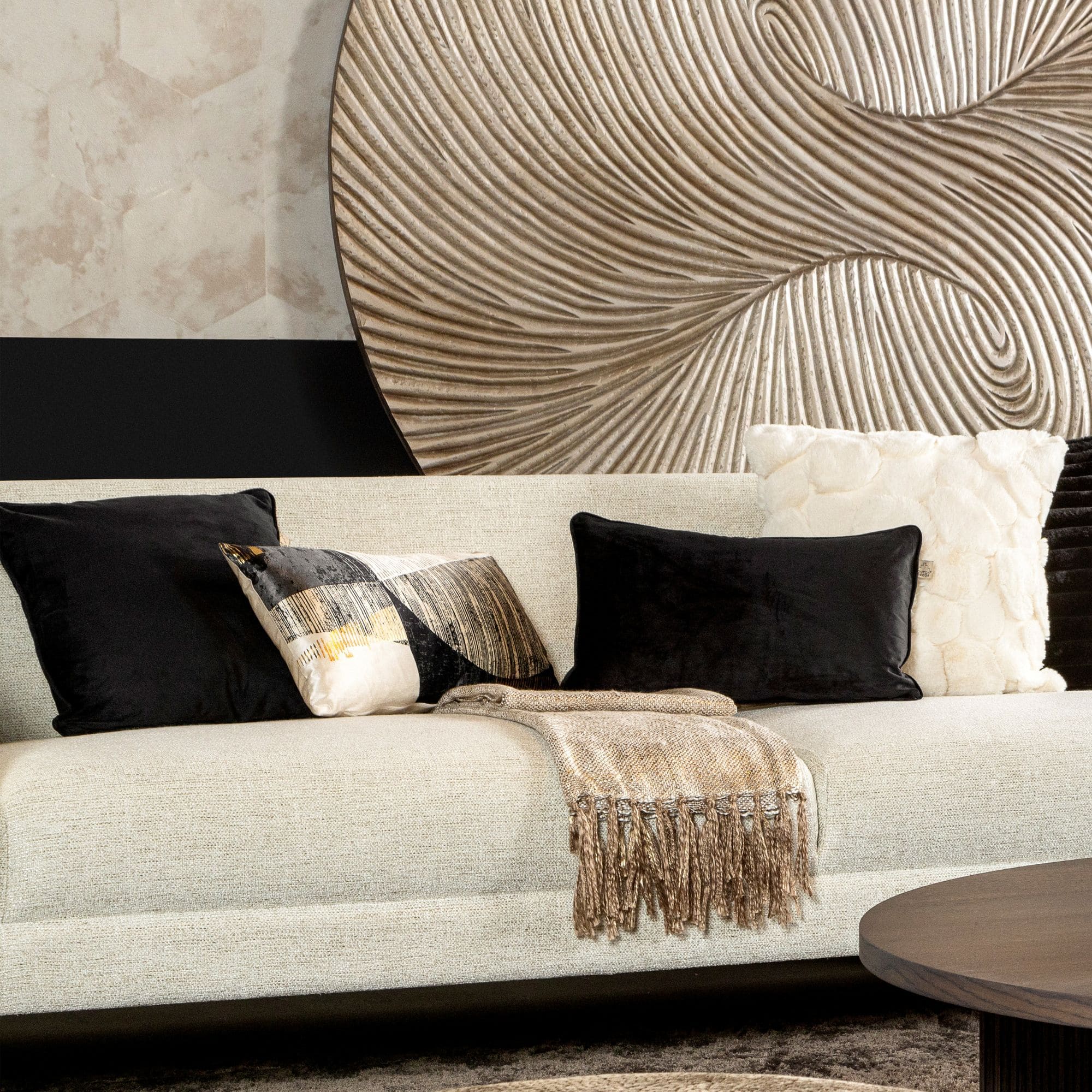 LORA - plaid 130x170 cm - gemêleerd - Greige - bruin