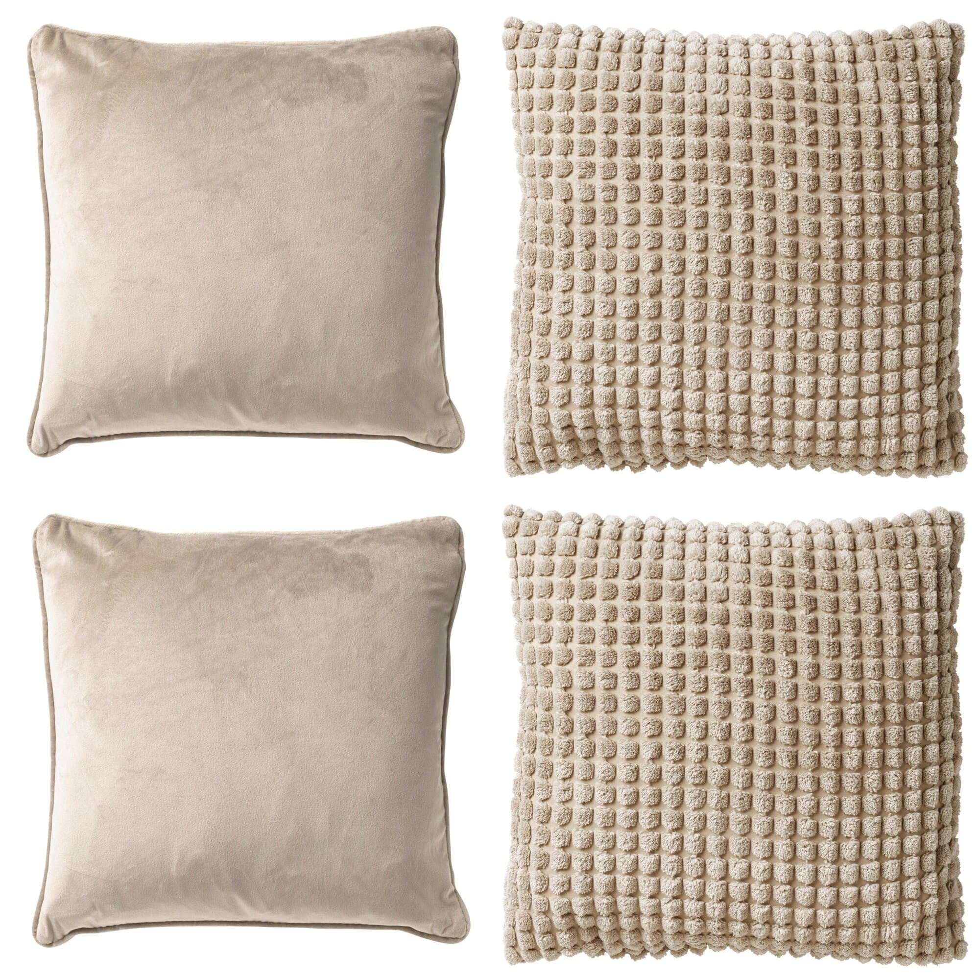 KUSSENSET - 4-delig - Texture Harmony - 45x45 cm - inclusief binnenkussens - beige KUSSENSET - 4-delig - Texture Harmony - 45x45 cm - inclusief binnenkussens - beige