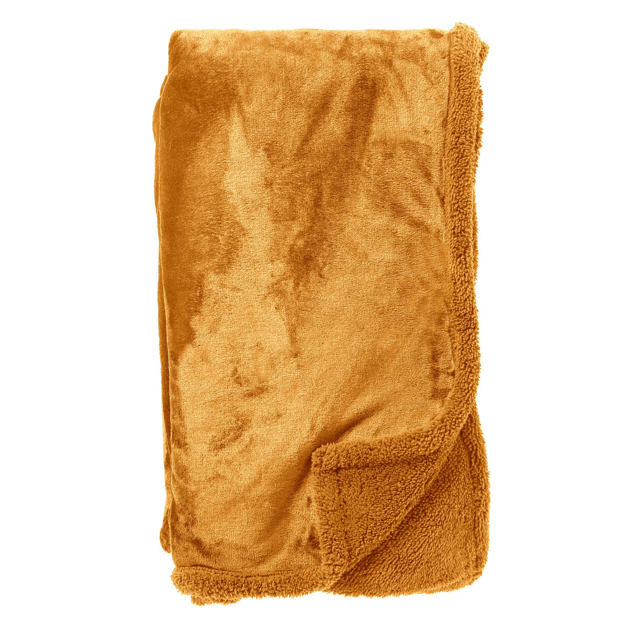 STANLEY - Plaid 150x200 cm - fleece deken met teddy en fleece - Golden Glow - geel