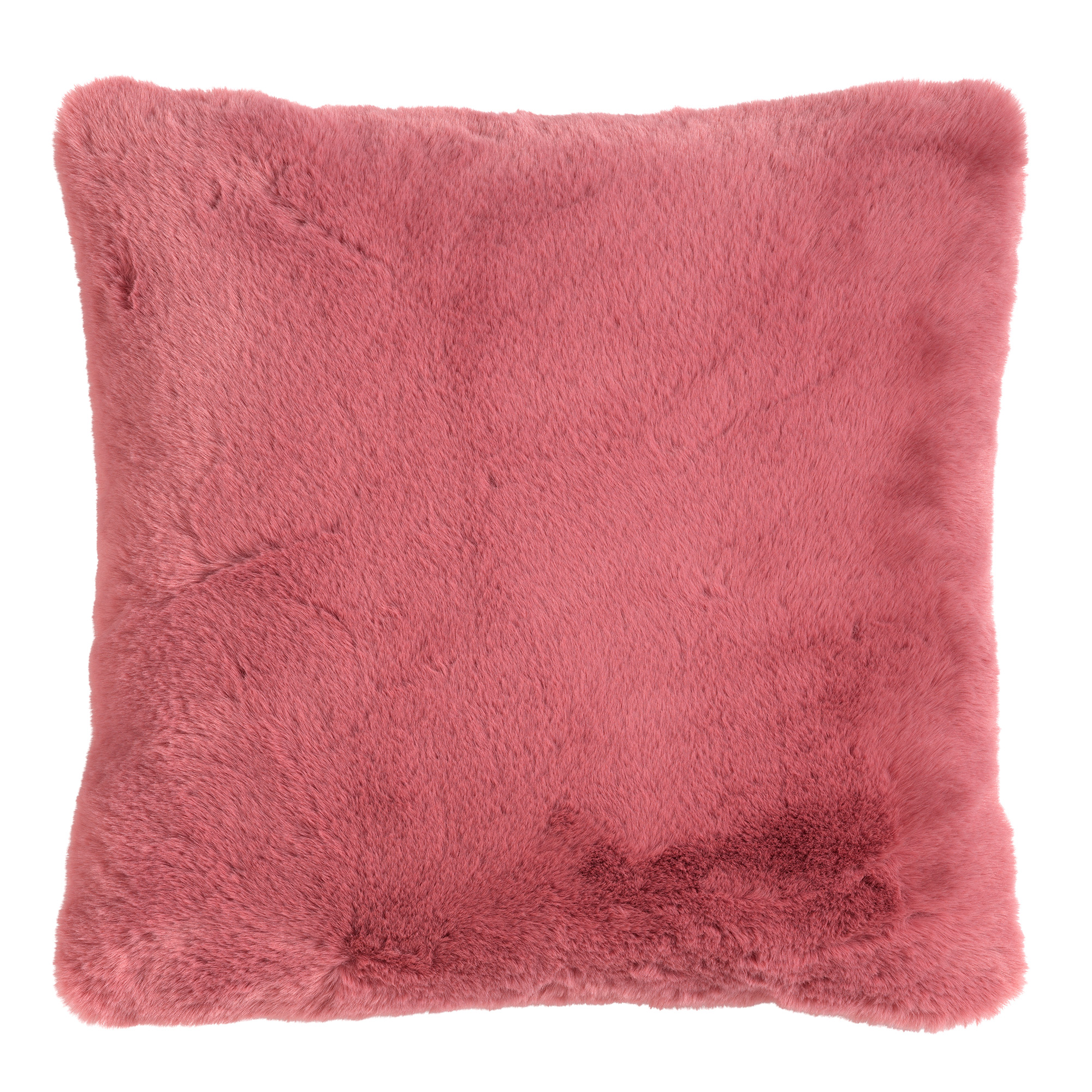 ZAYA - Sierkussen 45x45 cm - bontlook - effen kleur - Dusty Rose - roze