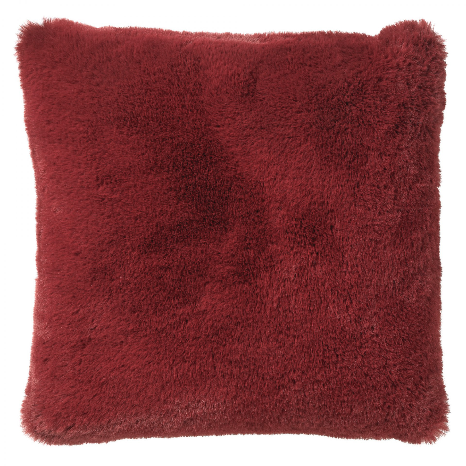 ZAYA - Sierkussen 45x45 cm - bontlook - effen kleur - Merlot - rood