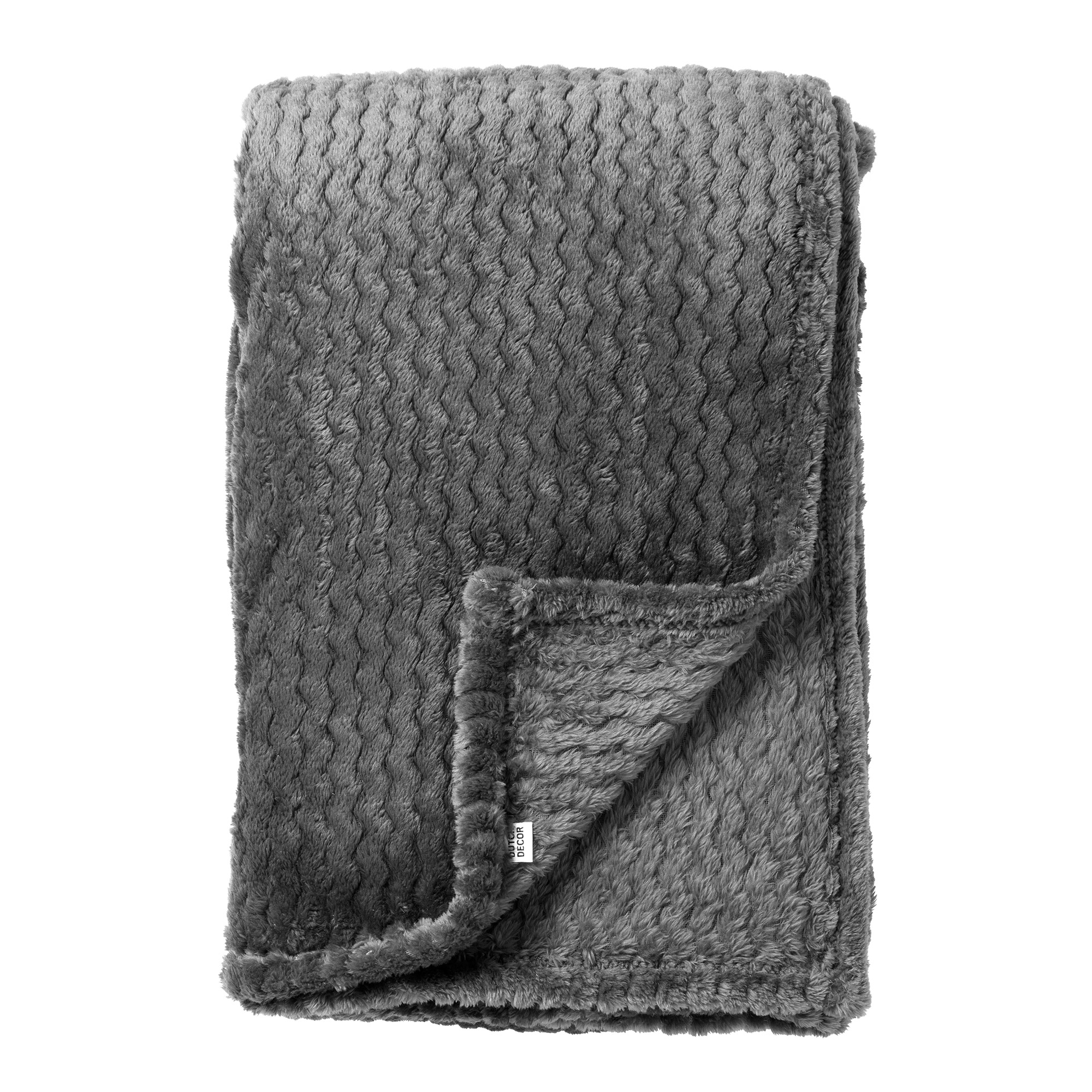 MARA - Plaid 150x200 cm - superzachte deken met zigzagpatroon - Charcoal Gray - antraciet