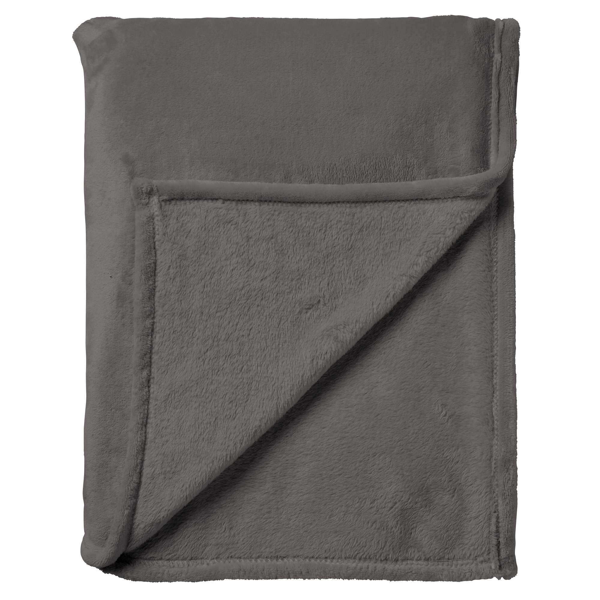 CHARLIE - Plaid 200x220 cm - extra grote fleece deken - effen kleur - Driftwood - taupe