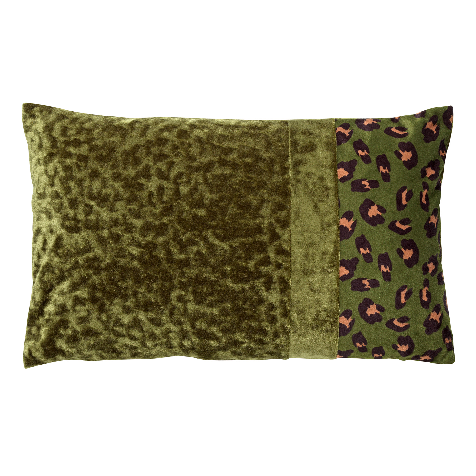 BAILEY - Kussenhoes velvet 30x50 cm Chive - groen - panterprint