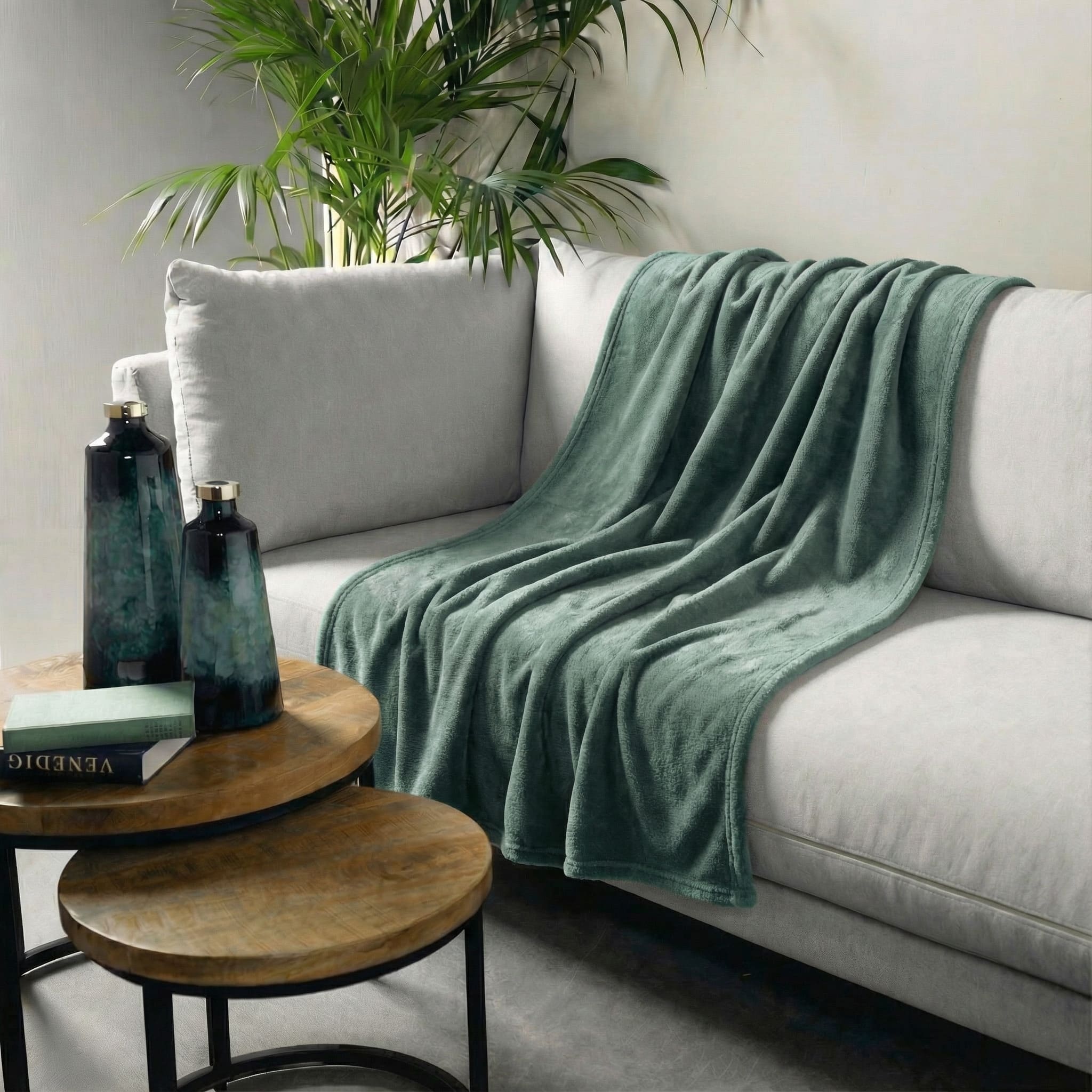 OWEN - plaid 130x160 cm - coral fleece deken - heerlijk zacht - Sagebrush Green - groen
