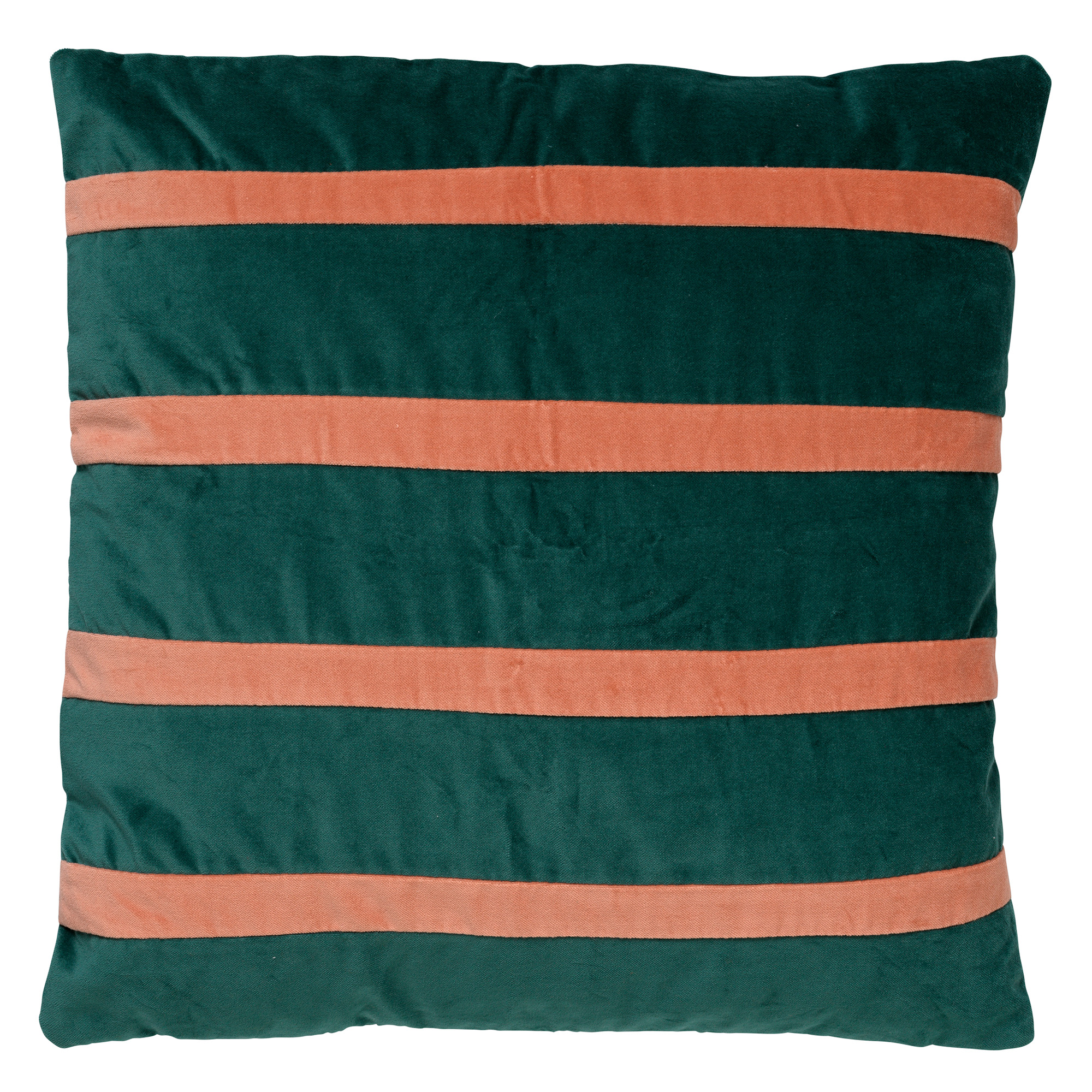 PEMM - Sierkussen velvet 45x45 cm - sagebrush green - groen - roze strepen - color blocking