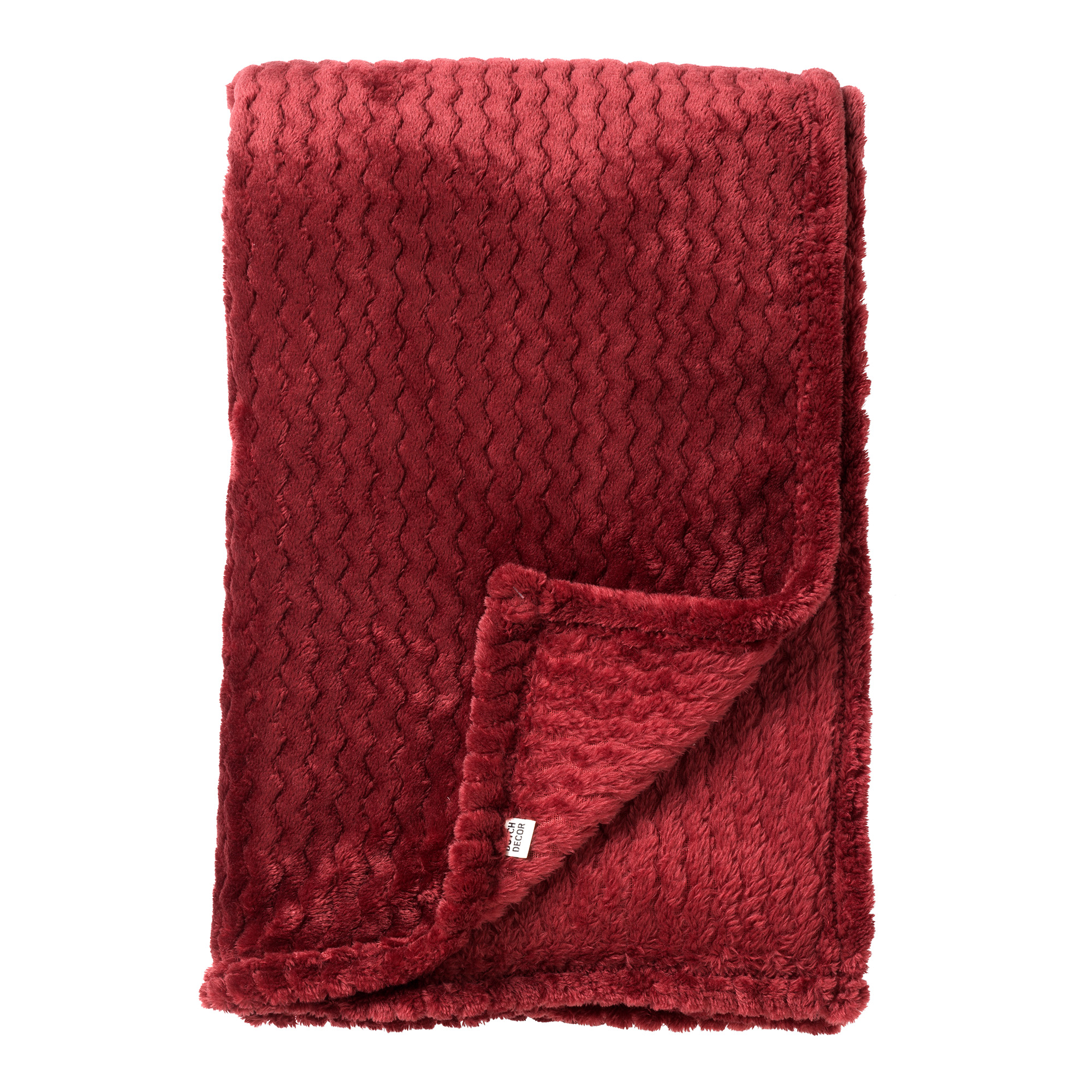 MARA - Plaid 150x200 cm - Merlot - rood - effen - zigzag patroon - sfeervol - superzacht